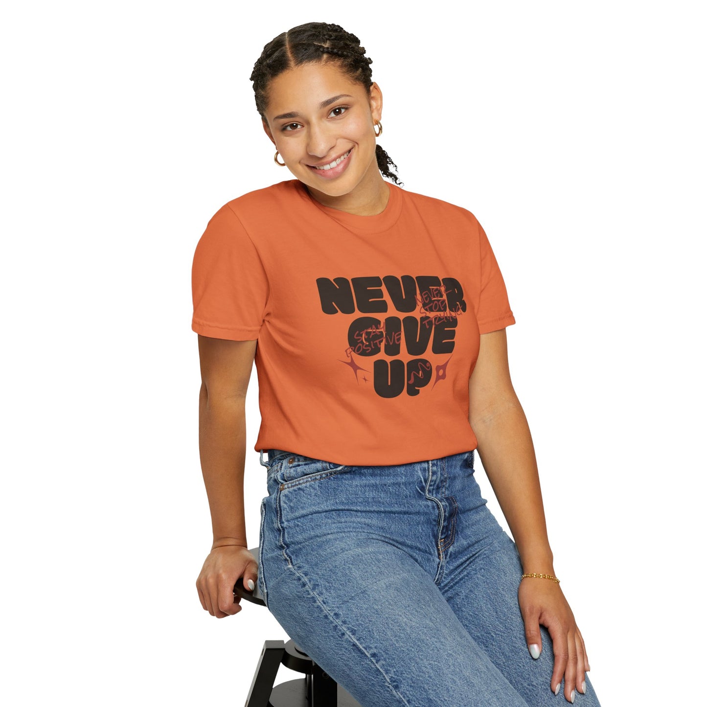 Unisex Motivational T-Shirt - Never Give Up, Inspirational Tee, Gift for Him/Her, Casual Wear, Fitness & Encouragement