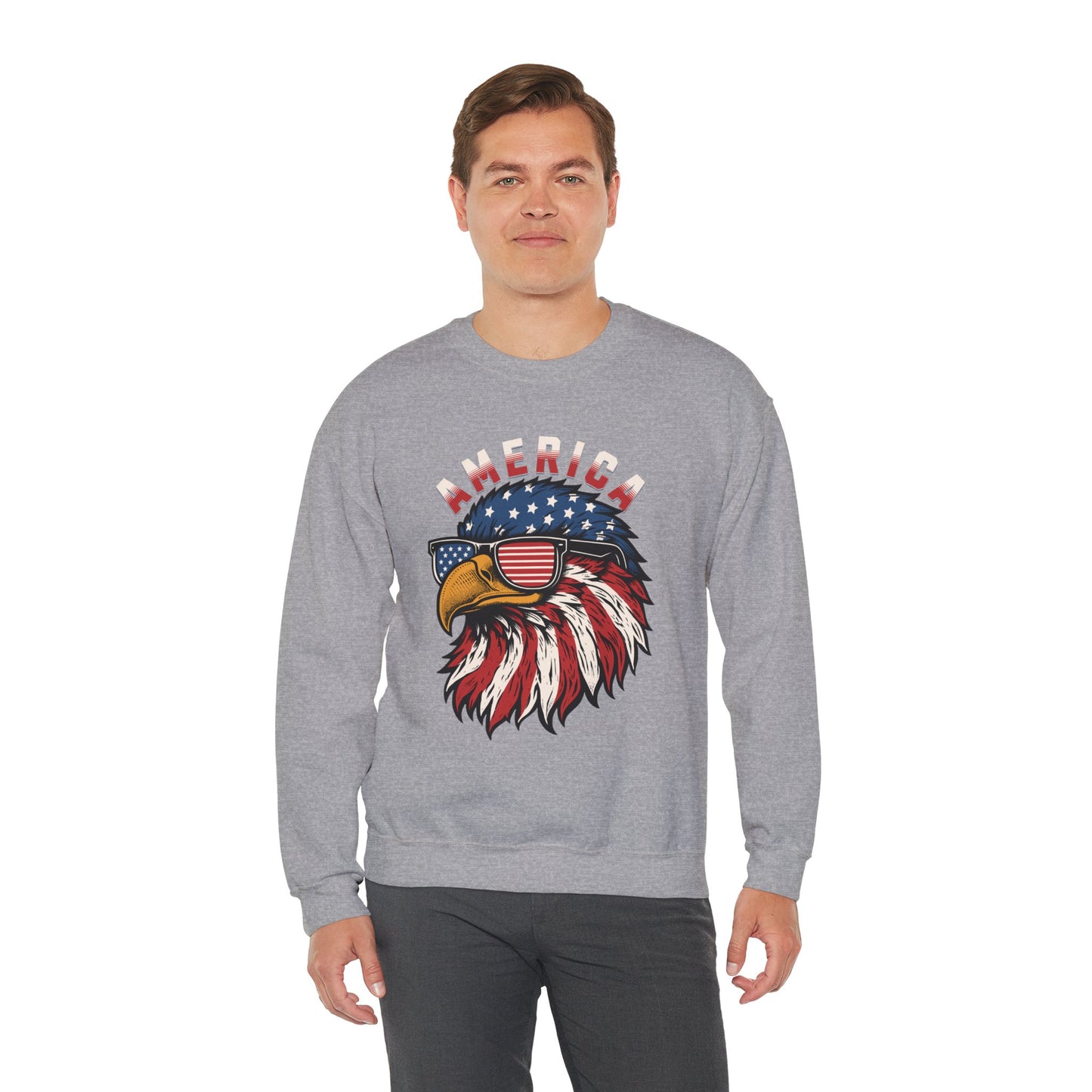 Patriotic Eagle Crewneck Sweatshirt, America Sweatshirt, Unisex Pullover, 4th of July Shirt, Eagle Graphic Sweatshirt