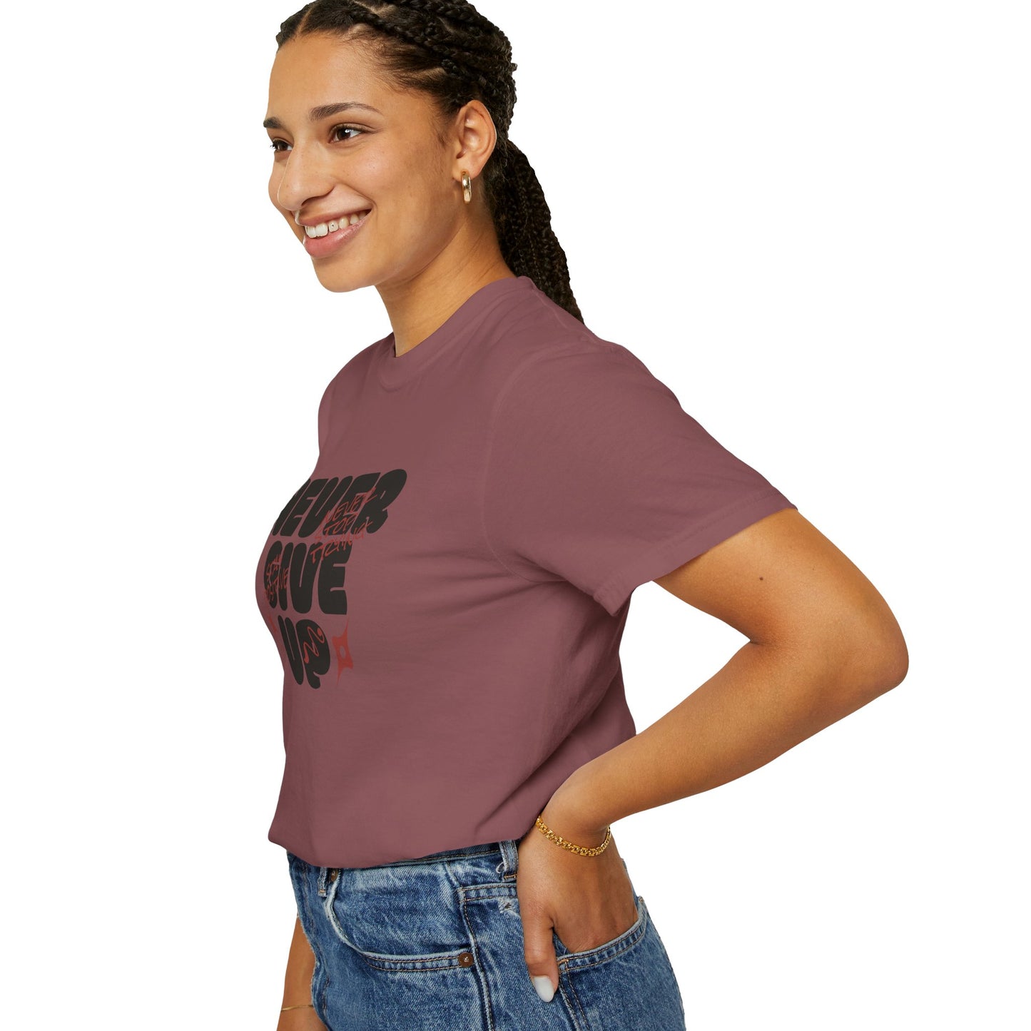 Unisex Motivational T-Shirt - Never Give Up, Inspirational Tee, Gift for Him/Her, Casual Wear, Fitness & Encouragement