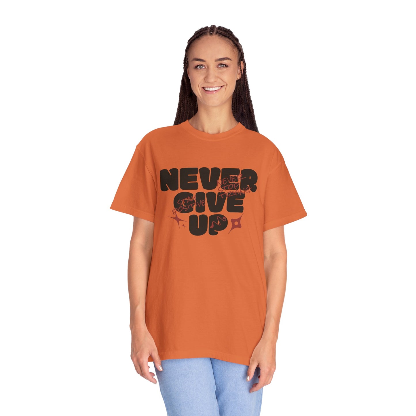 Unisex Motivational T-Shirt - Never Give Up, Inspirational Tee, Gift for Him/Her, Casual Wear, Fitness & Encouragement