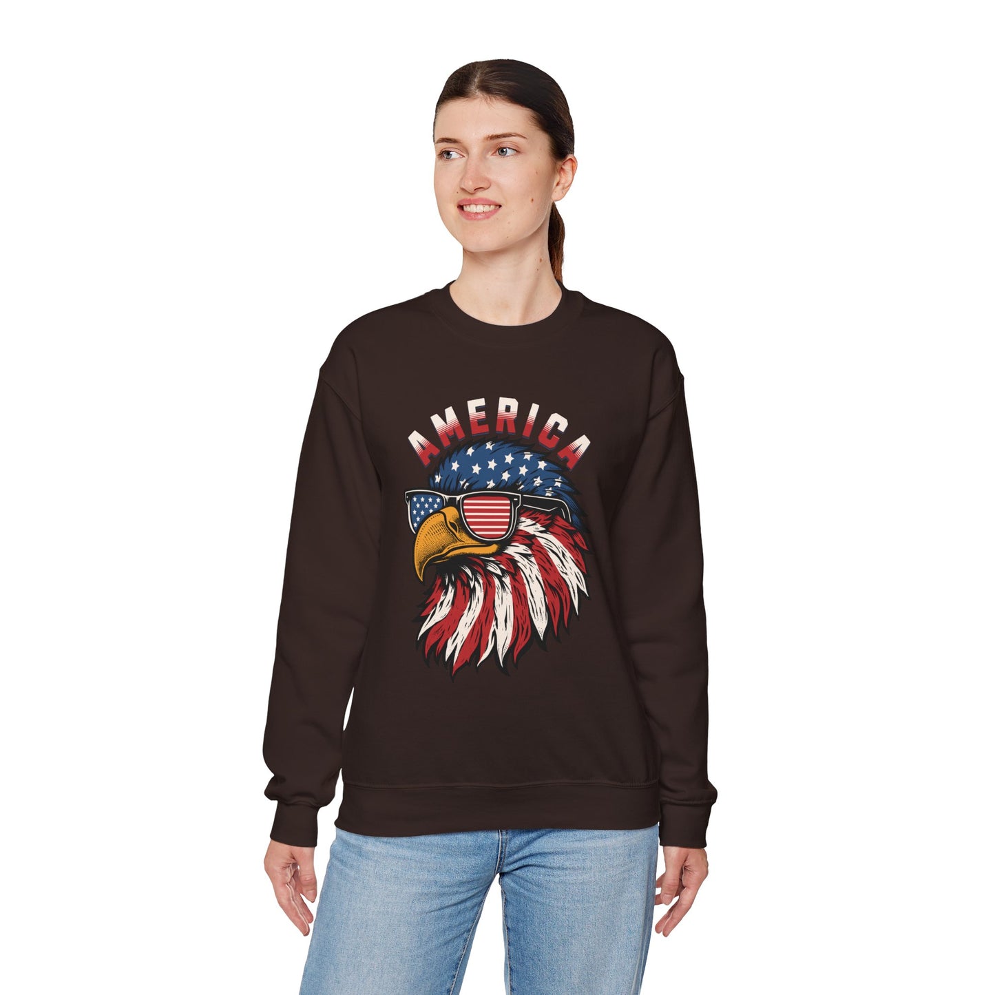 Patriotic Eagle Crewneck Sweatshirt, America Sweatshirt, Unisex Pullover, 4th of July Shirt, Eagle Graphic Sweatshirt