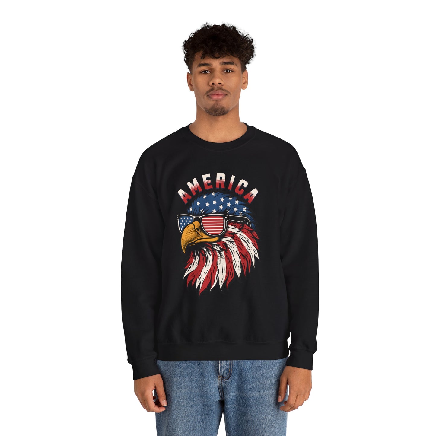 Patriotic Eagle Crewneck Sweatshirt, America Sweatshirt, Unisex Pullover, 4th of July Shirt, Eagle Graphic Sweatshirt