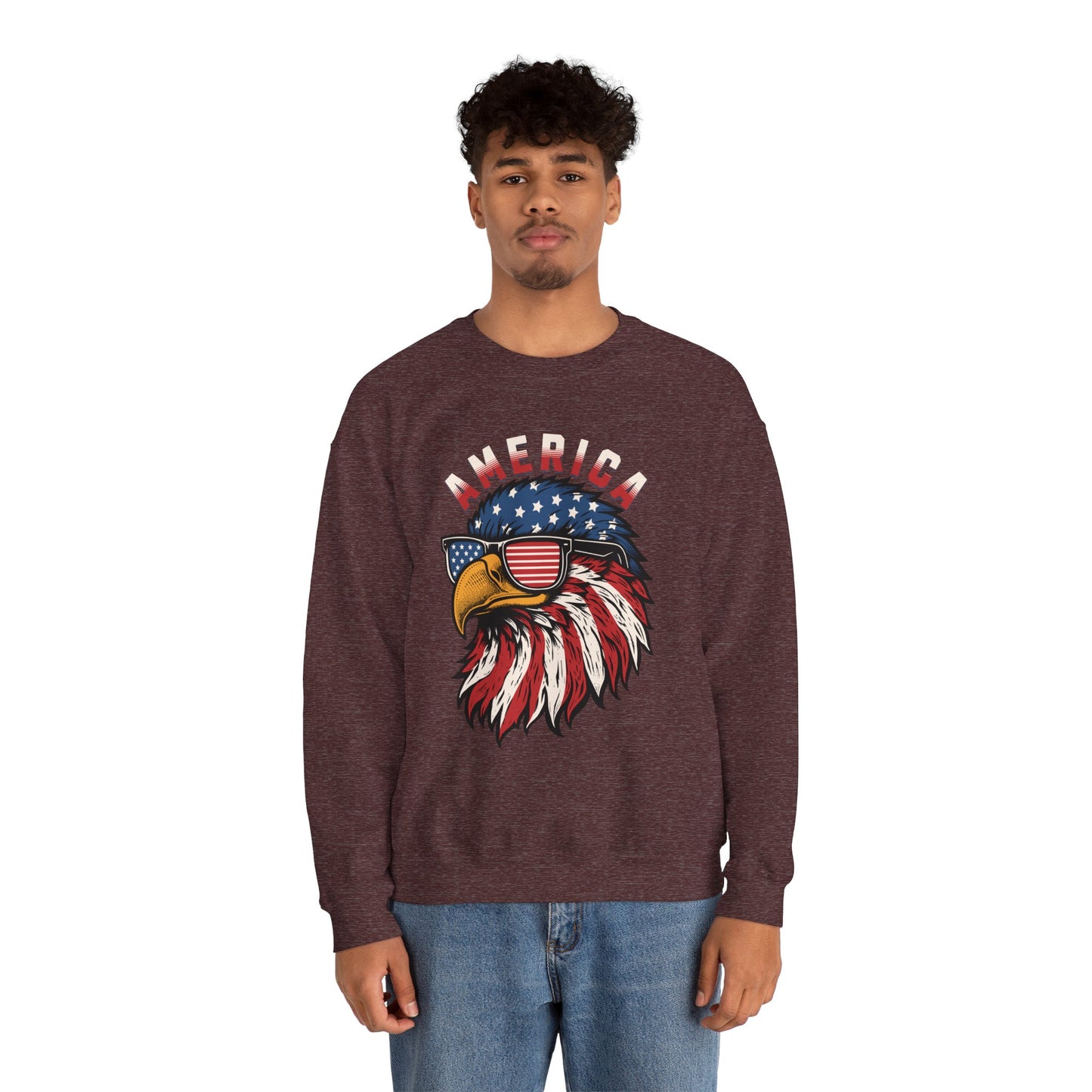 Patriotic Eagle Crewneck Sweatshirt, America Sweatshirt, Unisex Pullover, 4th of July Shirt, Eagle Graphic Sweatshirt
