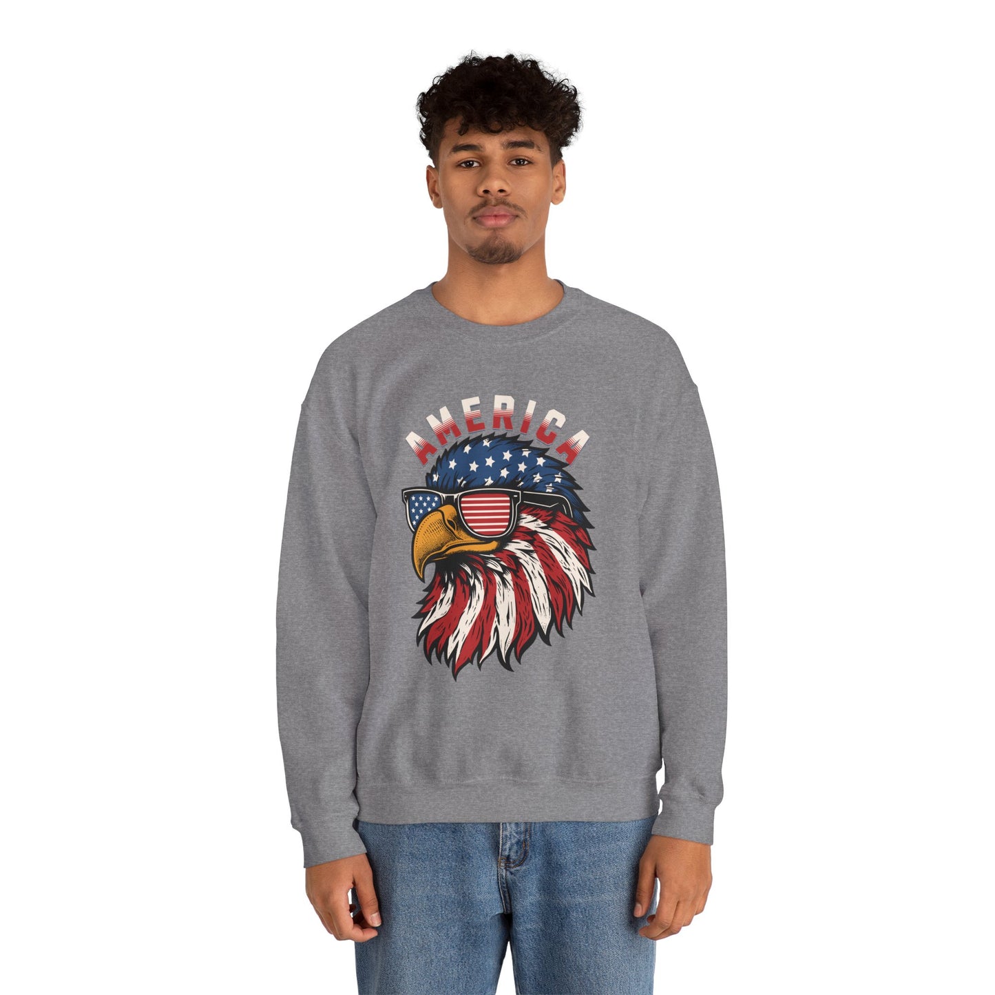Patriotic Eagle Crewneck Sweatshirt, America Sweatshirt, Unisex Pullover, 4th of July Shirt, Eagle Graphic Sweatshirt