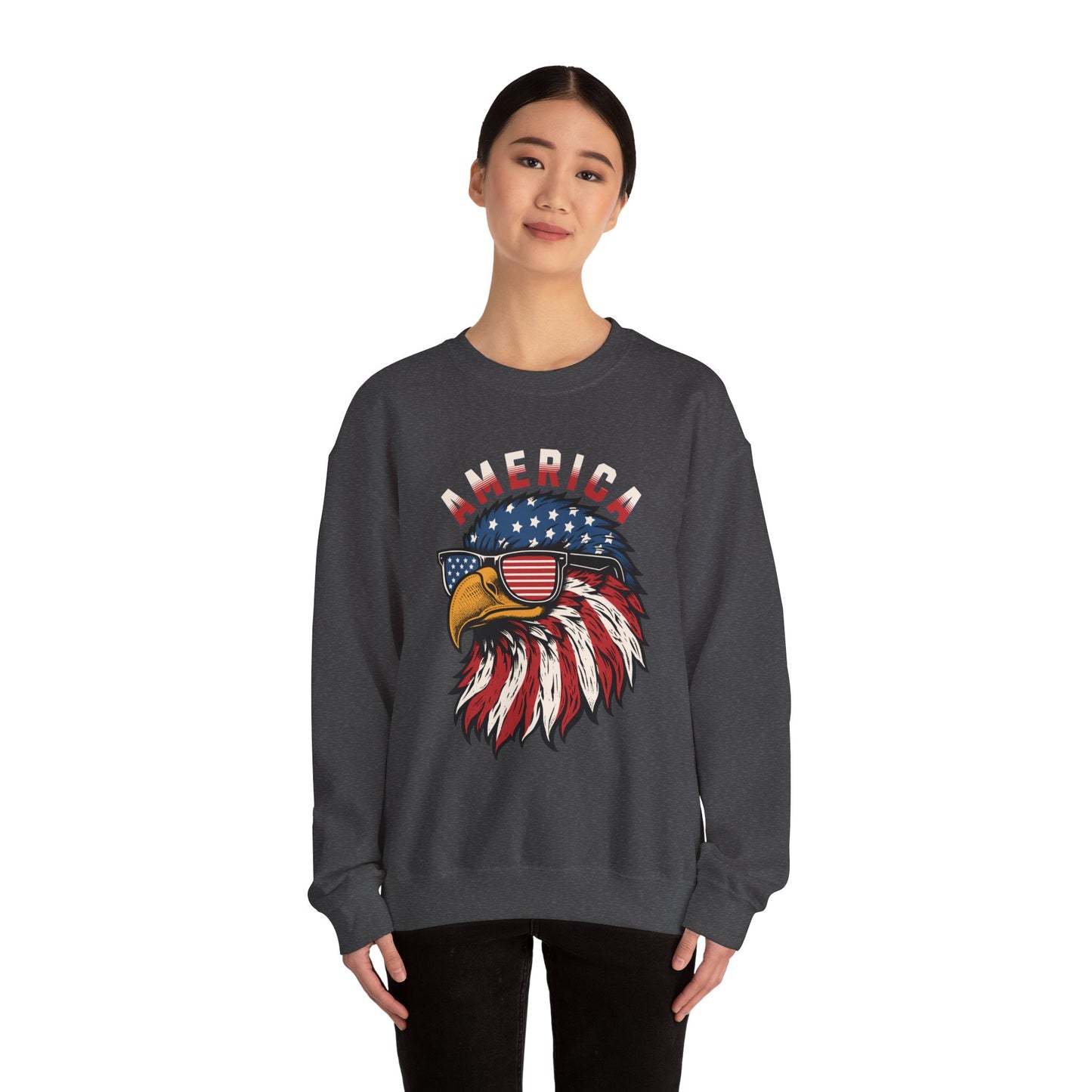 Patriotic Eagle Crewneck Sweatshirt, America Sweatshirt, Unisex Pullover, 4th of July Shirt, Eagle Graphic Sweatshirt