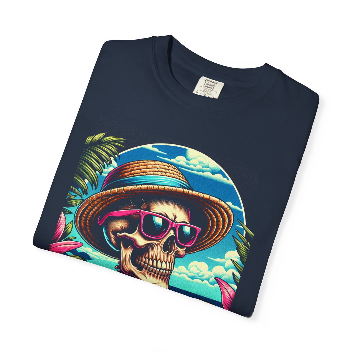 Vibrant Tropical Skeleton T-Shirt | Beach Vibe Apparel, Summer Fashion, Vacation Tee, Unique Graphic Tee, Funny Gift Idea