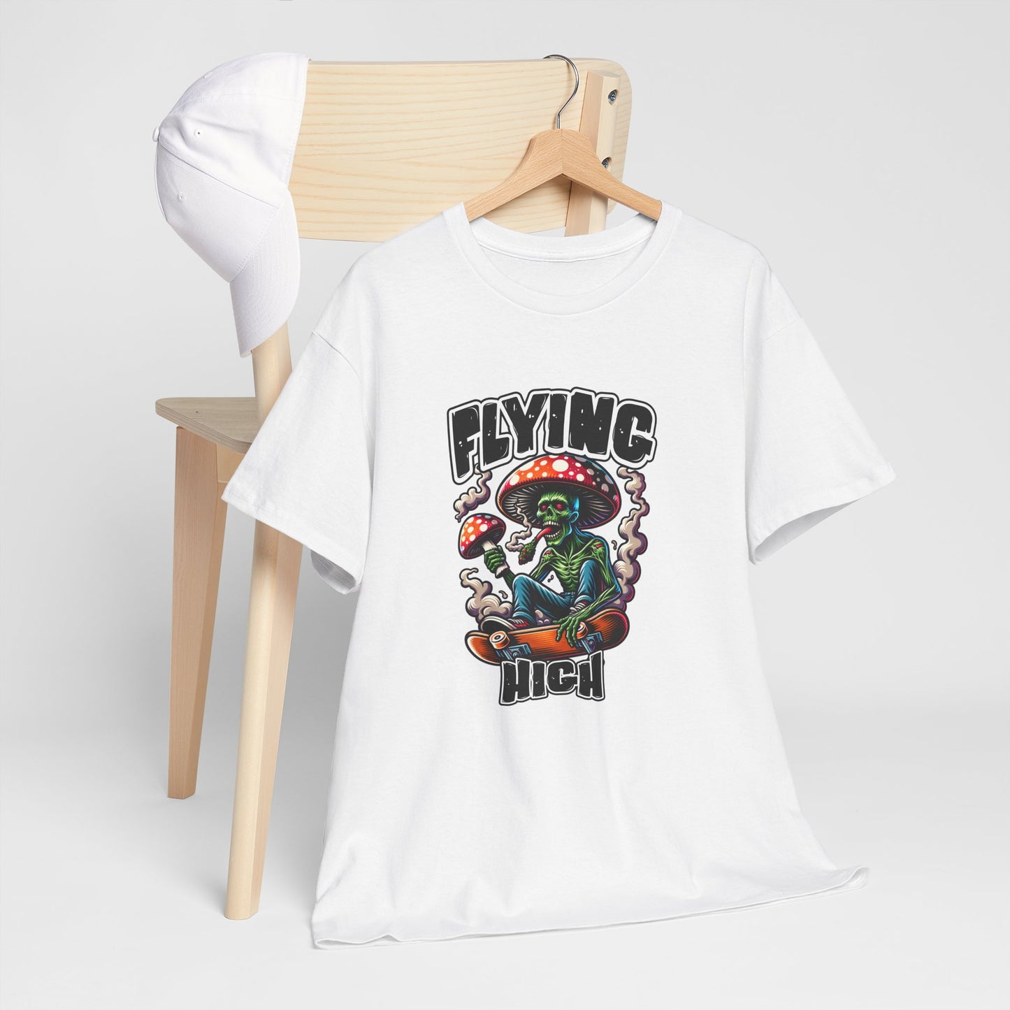 Flying High Unisex Cotton Tee, Psychedelic Shirt, Casual Wear, Gift for Stoners, Retro Fashion, Fun Graphic T-Shirt