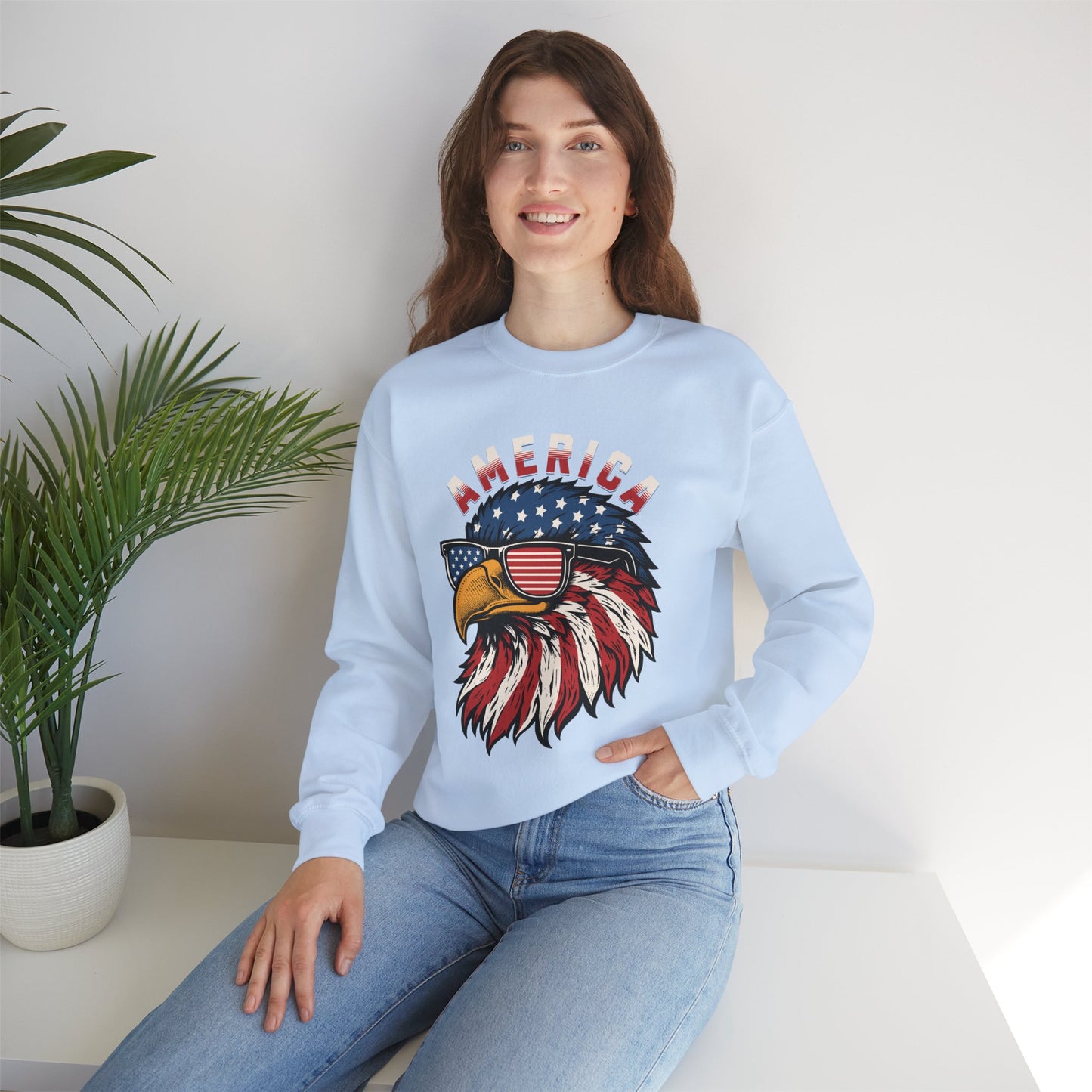 Patriotic Eagle Crewneck Sweatshirt, America Sweatshirt, Unisex Pullover, 4th of July Shirt, Eagle Graphic Sweatshirt