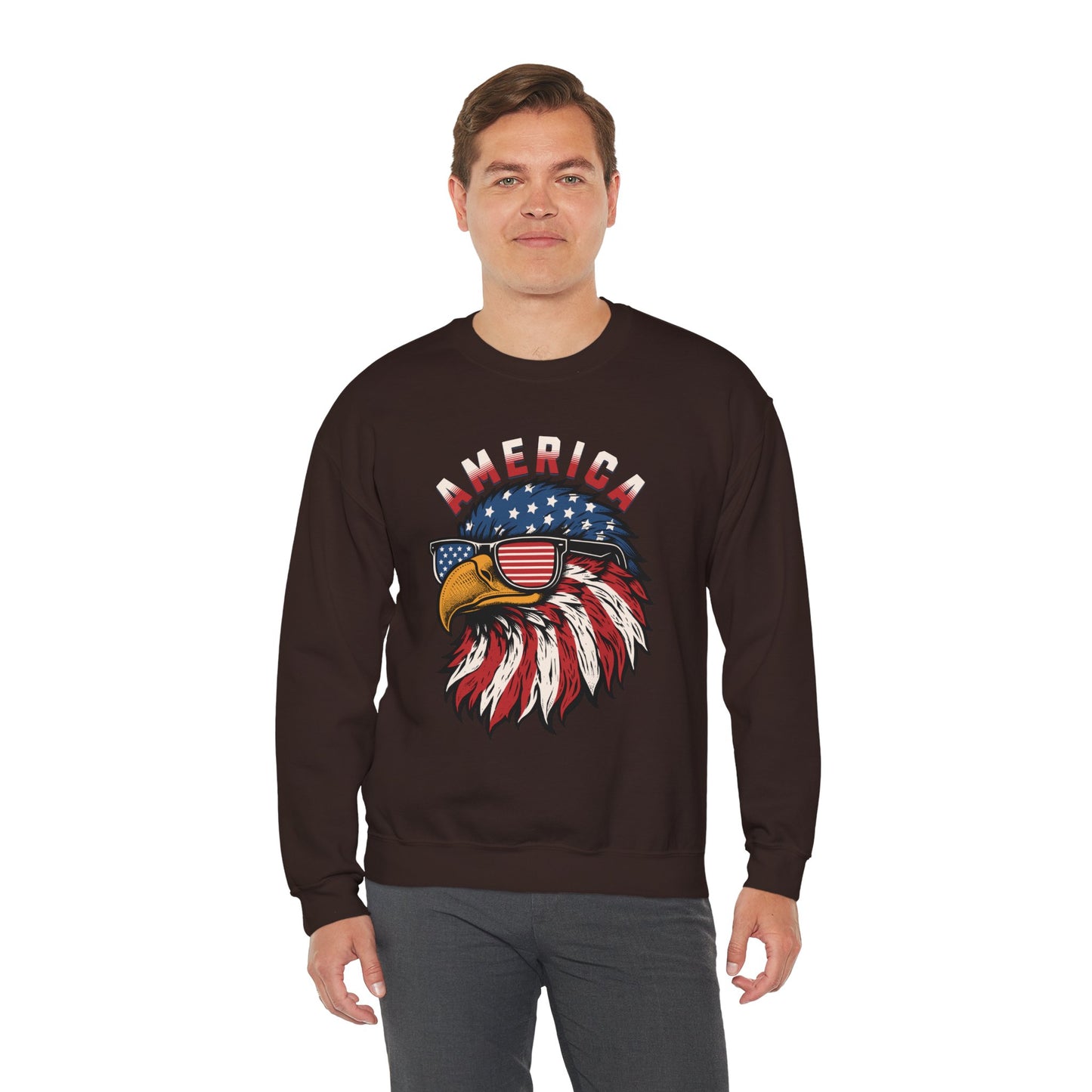 Patriotic Eagle Crewneck Sweatshirt, America Sweatshirt, Unisex Pullover, 4th of July Shirt, Eagle Graphic Sweatshirt