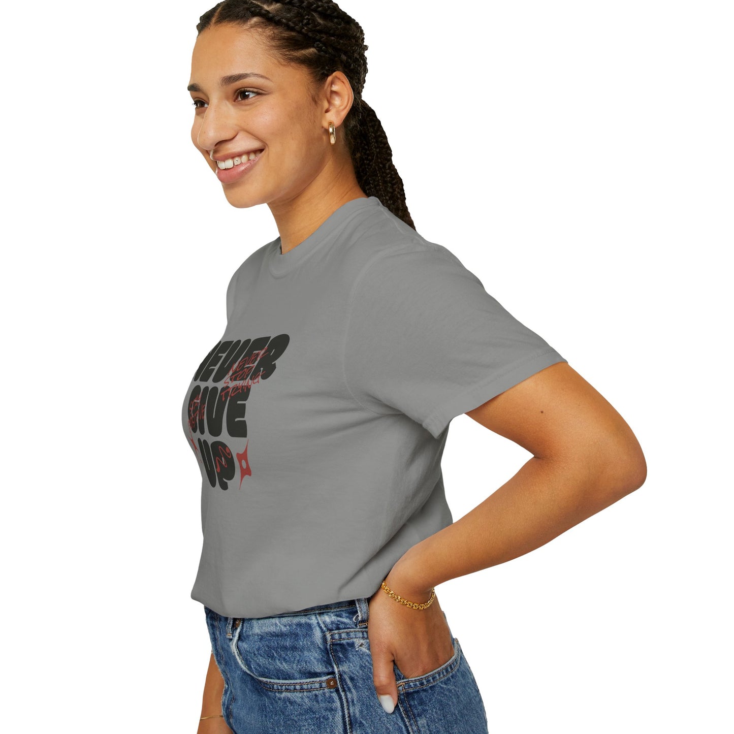Unisex Motivational T-Shirt - Never Give Up, Inspirational Tee, Gift for Him/Her, Casual Wear, Fitness & Encouragement