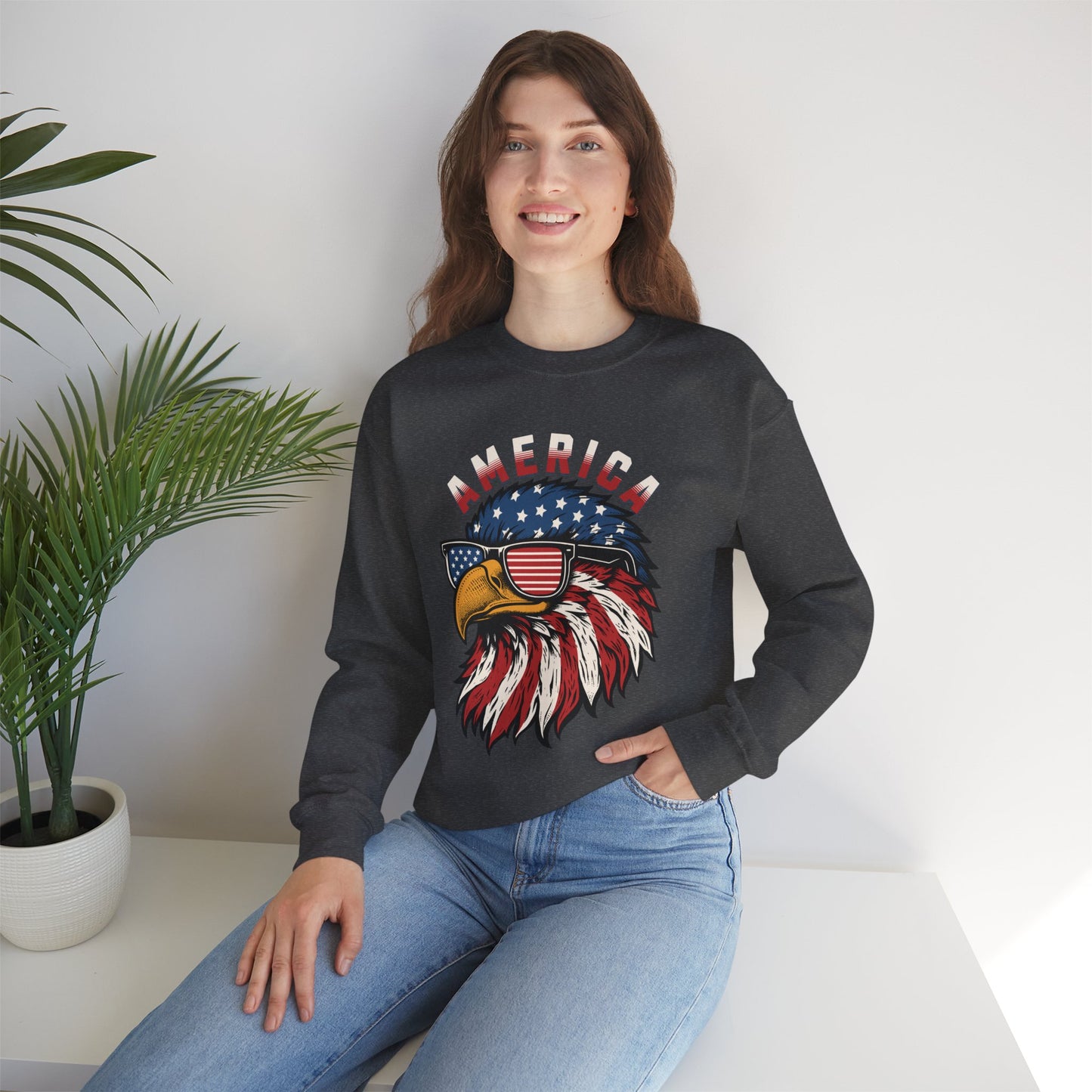 Patriotic Eagle Crewneck Sweatshirt, America Sweatshirt, Unisex Pullover, 4th of July Shirt, Eagle Graphic Sweatshirt