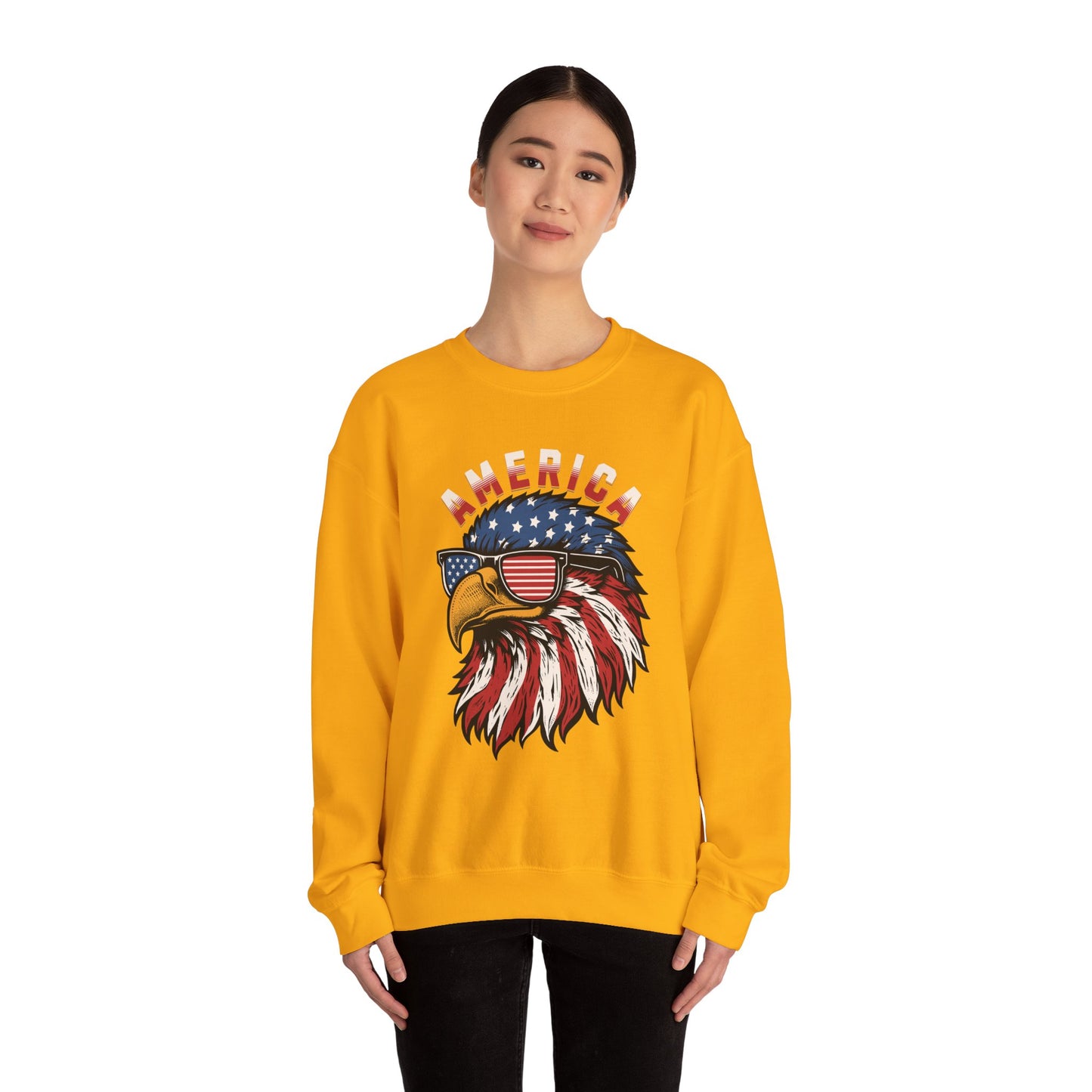 Patriotic Eagle Crewneck Sweatshirt, America Sweatshirt, Unisex Pullover, 4th of July Shirt, Eagle Graphic Sweatshirt