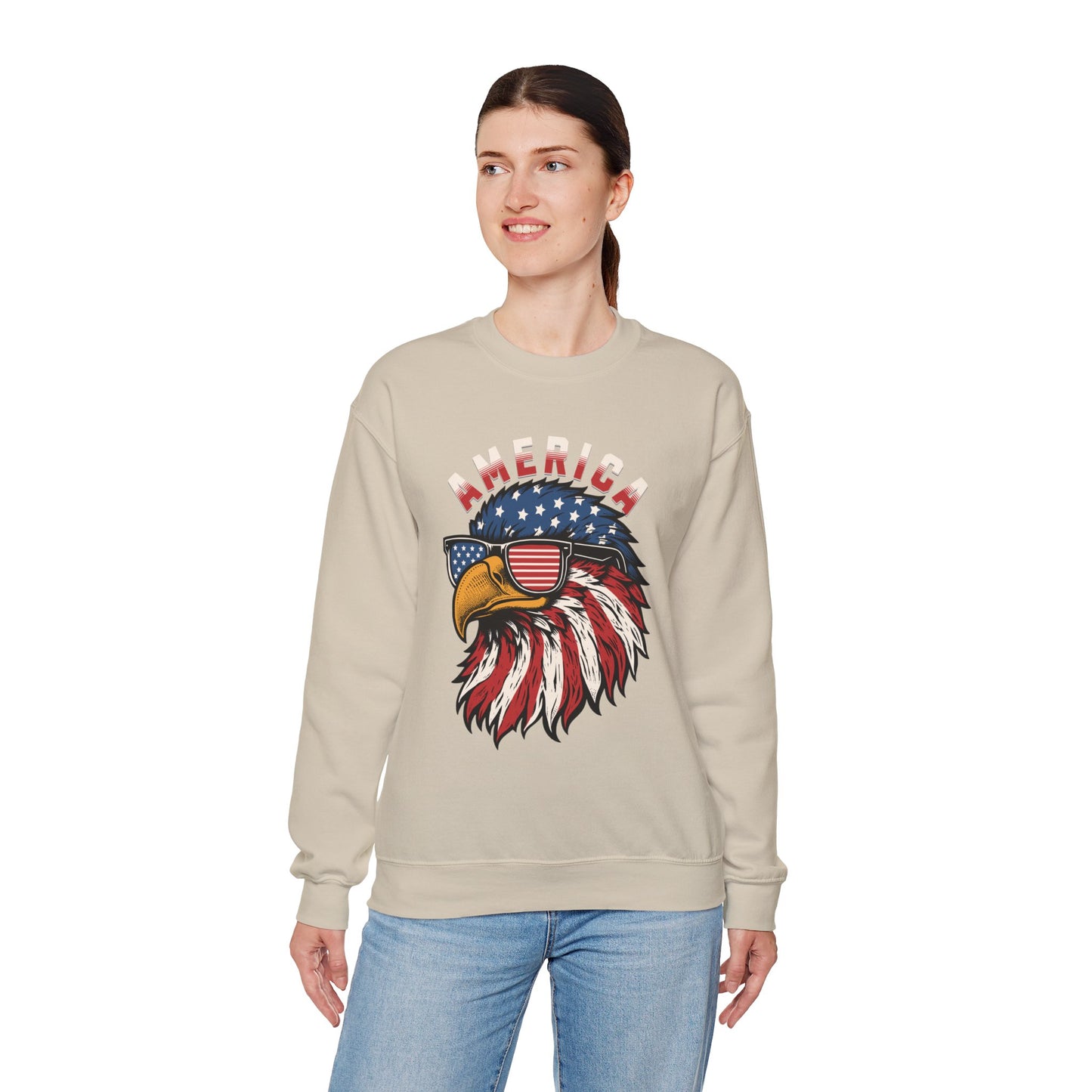 Patriotic Eagle Crewneck Sweatshirt, America Sweatshirt, Unisex Pullover, 4th of July Shirt, Eagle Graphic Sweatshirt