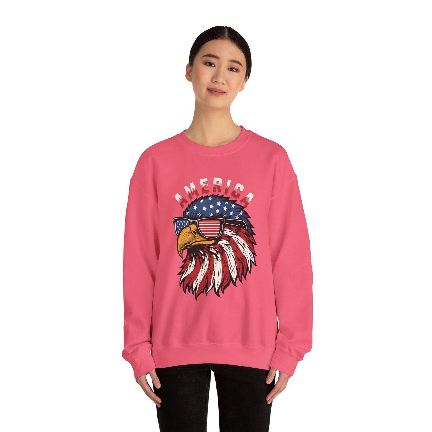 Patriotic Eagle Crewneck Sweatshirt, America Sweatshirt, Unisex Pullover, 4th of July Shirt, Eagle Graphic Sweatshirt