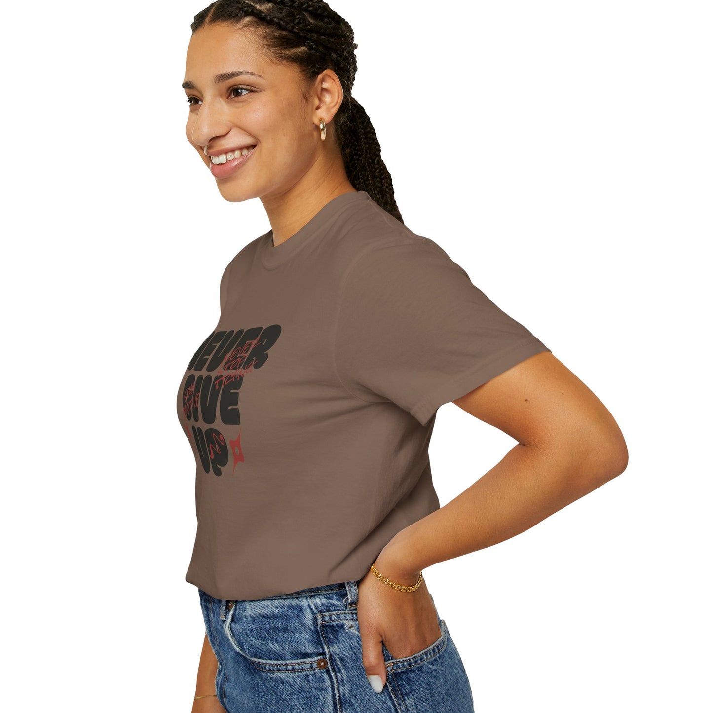 Unisex Motivational T-Shirt - Never Give Up, Inspirational Tee, Gift for Him/Her, Casual Wear, Fitness & Encouragement
