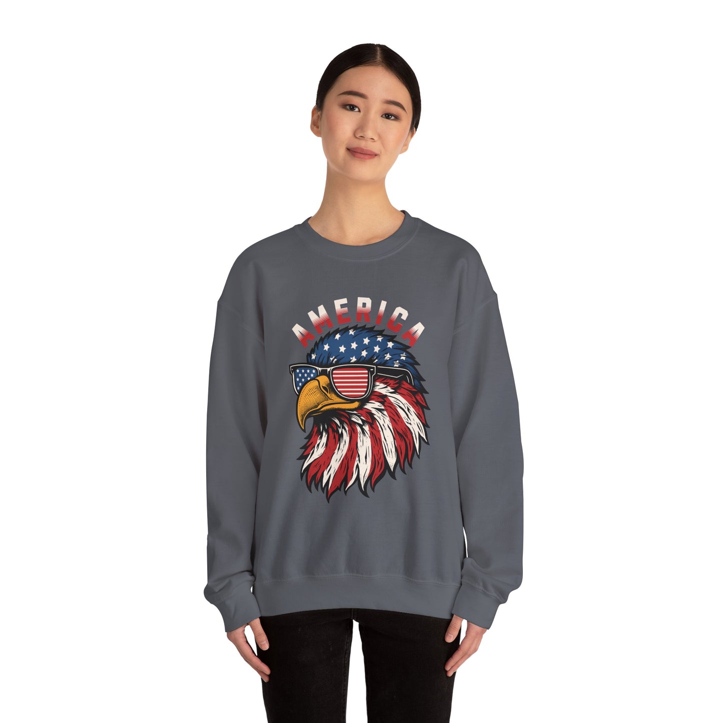 Patriotic Eagle Crewneck Sweatshirt, America Sweatshirt, Unisex Pullover, 4th of July Shirt, Eagle Graphic Sweatshirt