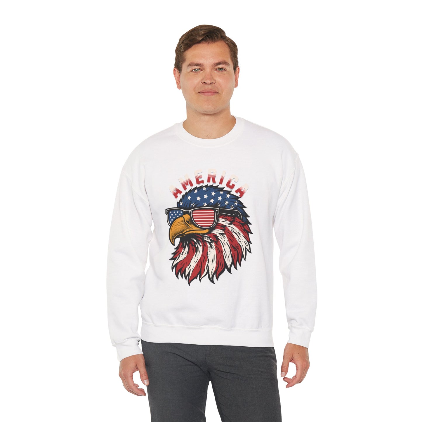 Patriotic Eagle Crewneck Sweatshirt, America Sweatshirt, Unisex Pullover, 4th of July Shirt, Eagle Graphic Sweatshirt