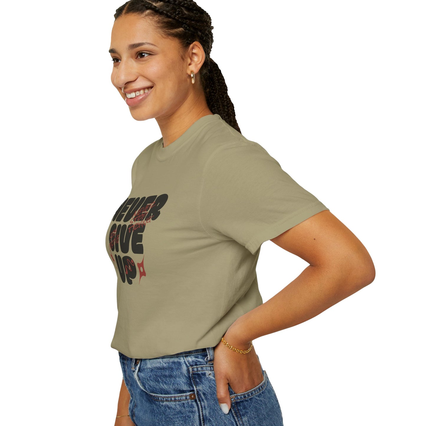 Unisex Motivational T-Shirt - Never Give Up, Inspirational Tee, Gift for Him/Her, Casual Wear, Fitness & Encouragement