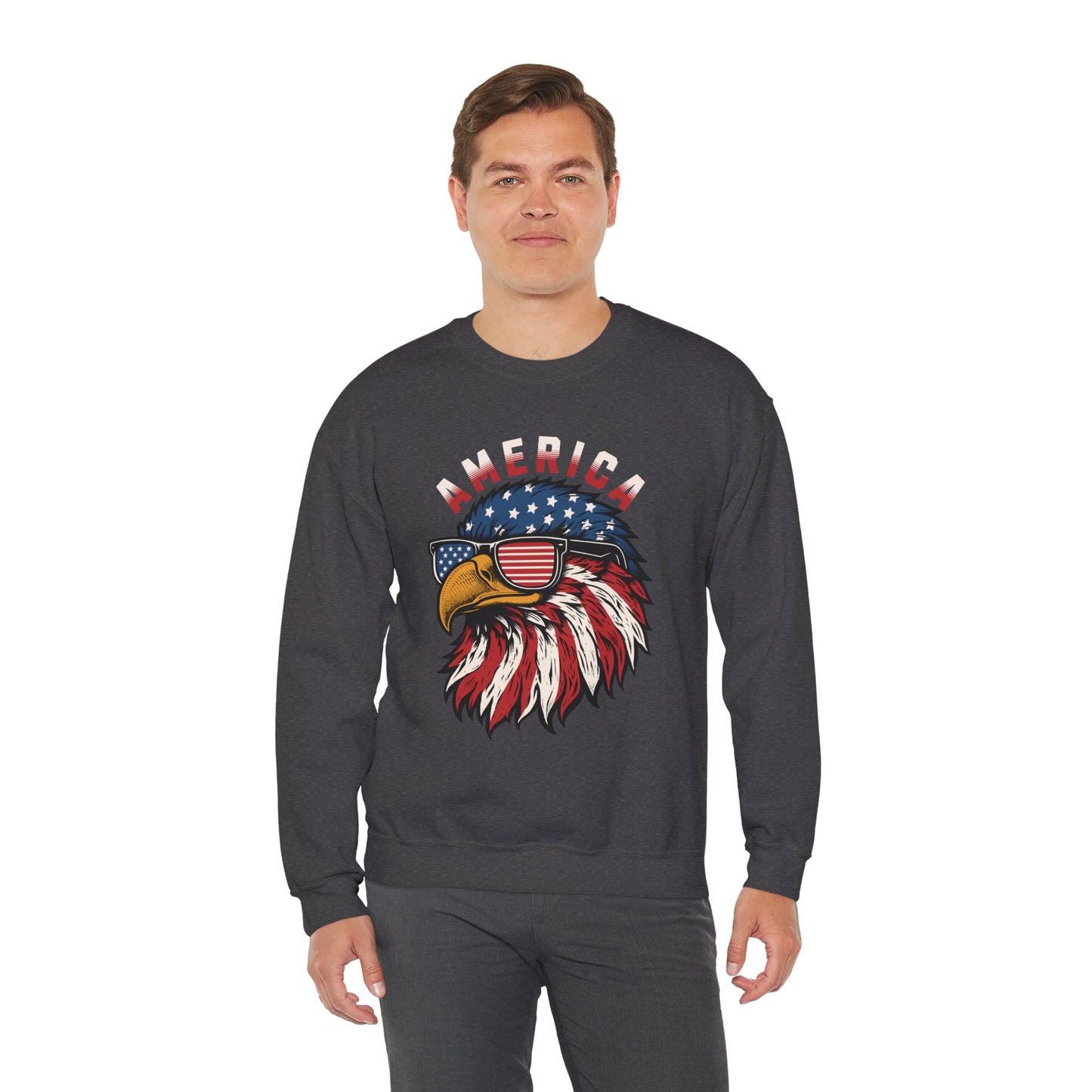 Patriotic Eagle Crewneck Sweatshirt, America Sweatshirt, Unisex Pullover, 4th of July Shirt, Eagle Graphic Sweatshirt