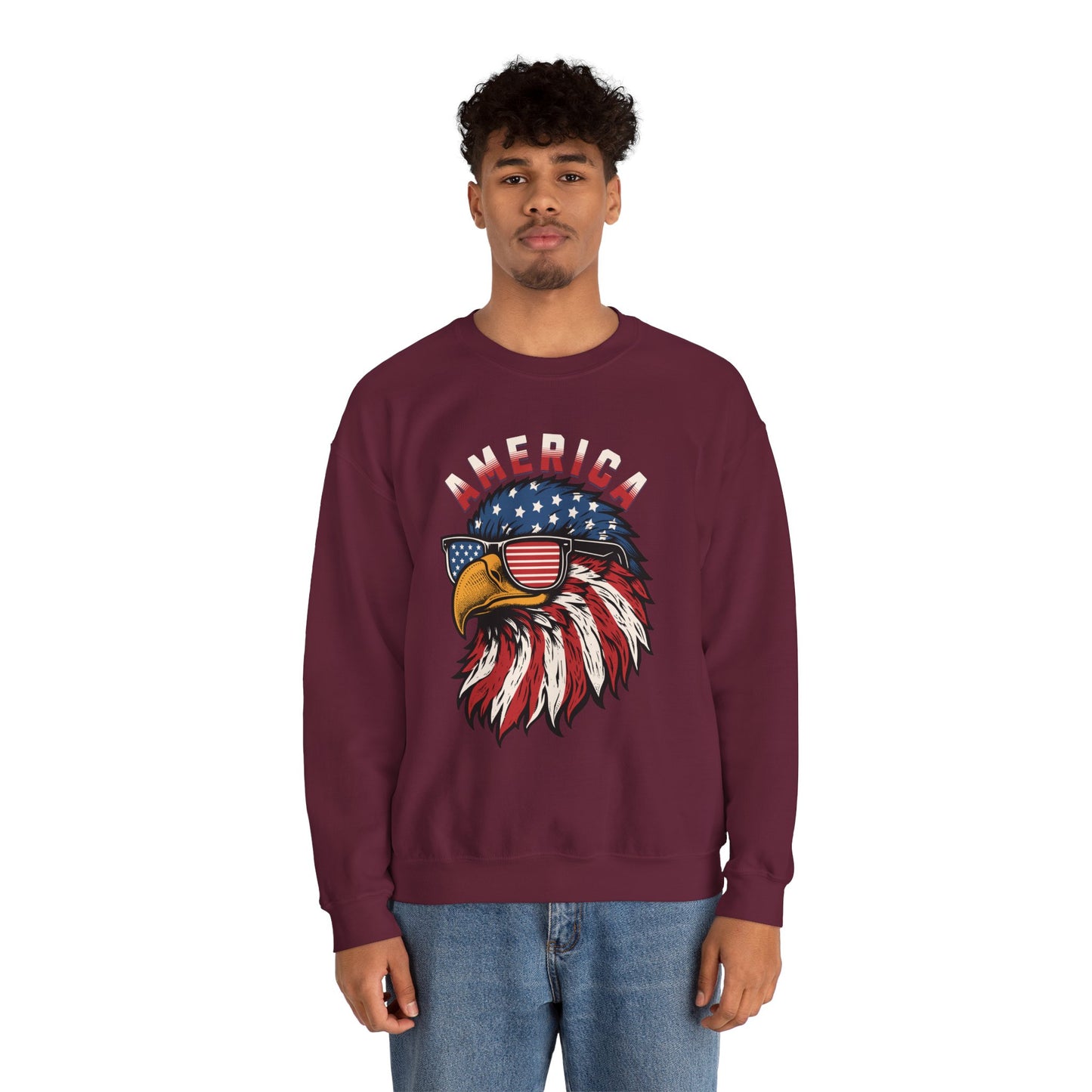 Patriotic Eagle Crewneck Sweatshirt, America Sweatshirt, Unisex Pullover, 4th of July Shirt, Eagle Graphic Sweatshirt