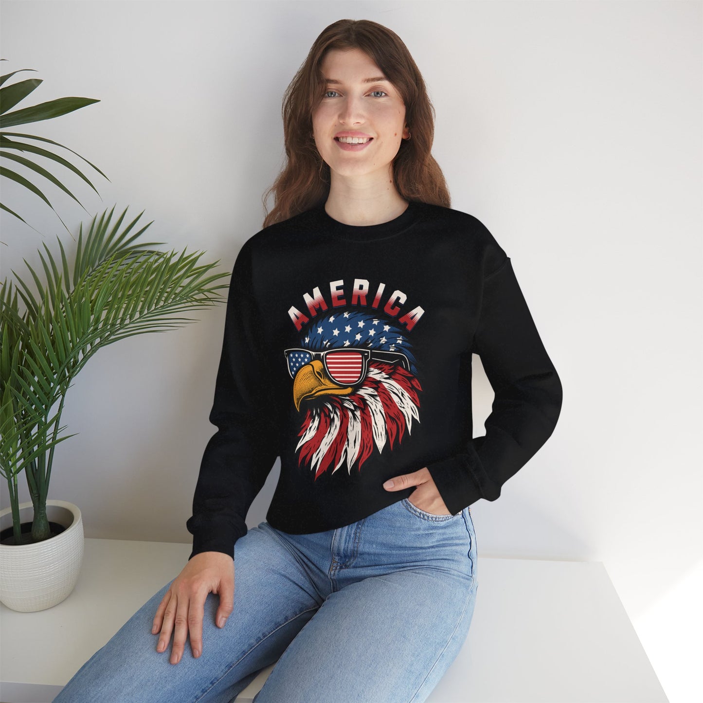 Patriotic Eagle Crewneck Sweatshirt, America Sweatshirt, Unisex Pullover, 4th of July Shirt, Eagle Graphic Sweatshirt