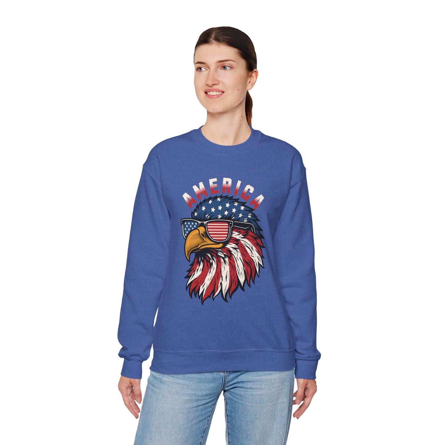 Patriotic Eagle Crewneck Sweatshirt, America Sweatshirt, Unisex Pullover, 4th of July Shirt, Eagle Graphic Sweatshirt