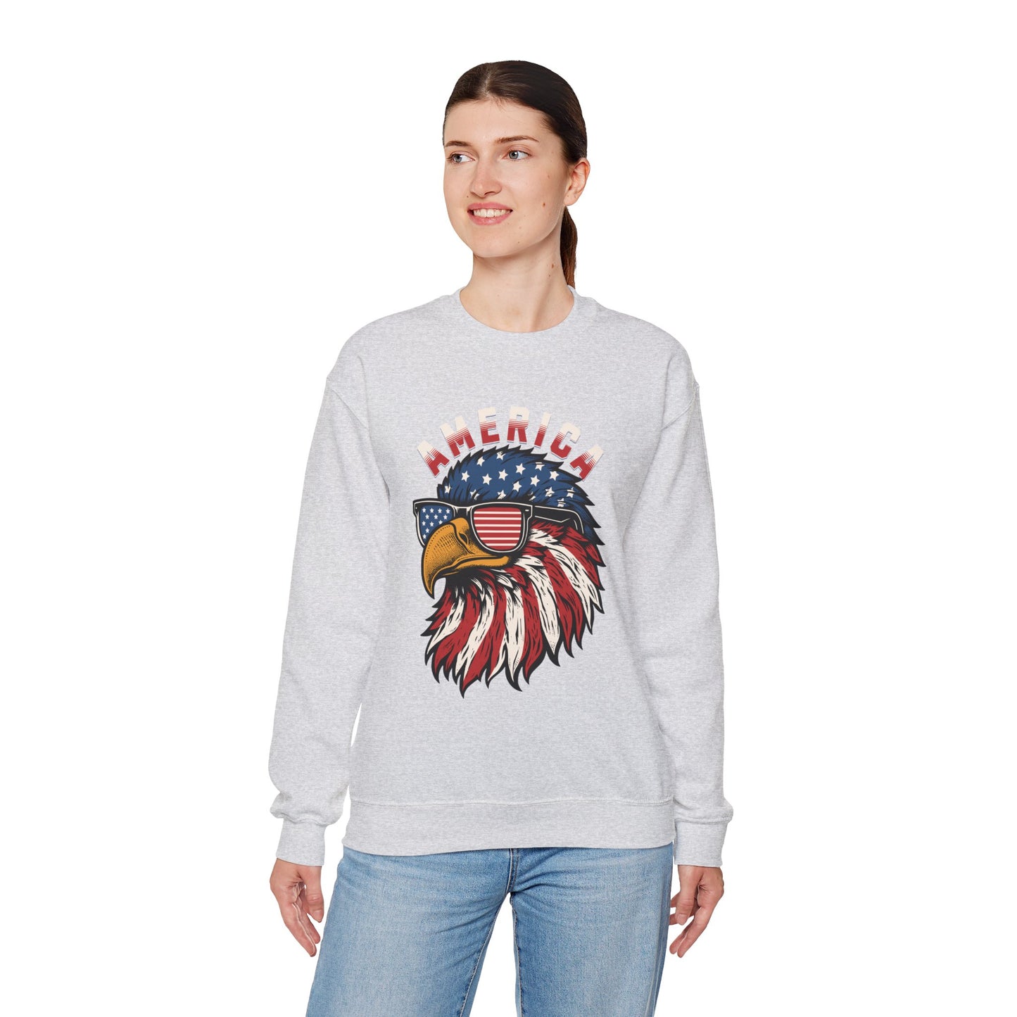Patriotic Eagle Crewneck Sweatshirt, America Sweatshirt, Unisex Pullover, 4th of July Shirt, Eagle Graphic Sweatshirt
