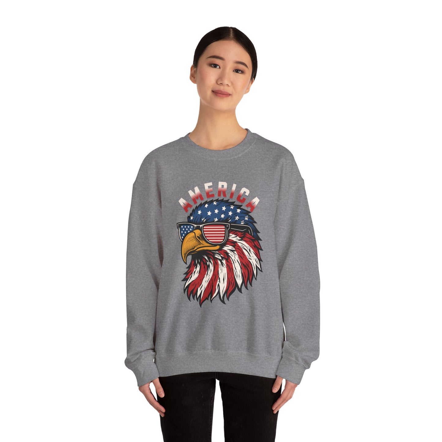 Patriotic Eagle Crewneck Sweatshirt, America Sweatshirt, Unisex Pullover, 4th of July Shirt, Eagle Graphic Sweatshirt