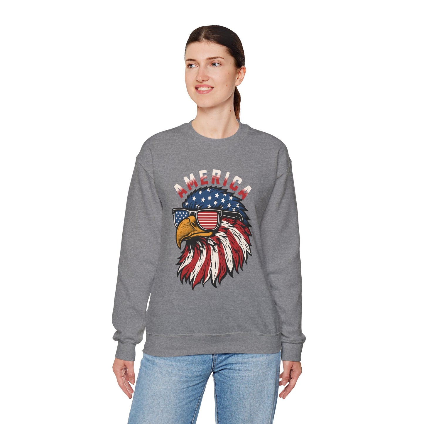 Patriotic Eagle Crewneck Sweatshirt, America Sweatshirt, Unisex Pullover, 4th of July Shirt, Eagle Graphic Sweatshirt