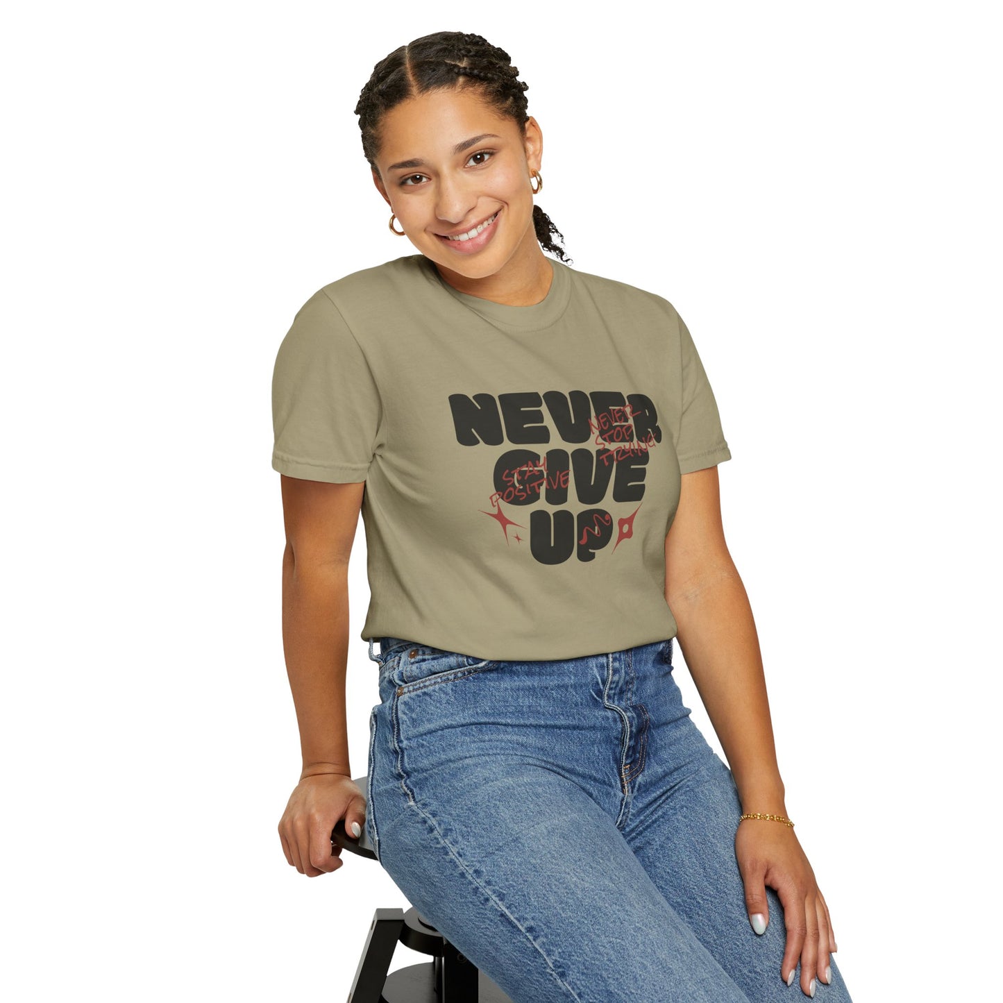 Unisex Motivational T-Shirt - Never Give Up, Inspirational Tee, Gift for Him/Her, Casual Wear, Fitness & Encouragement