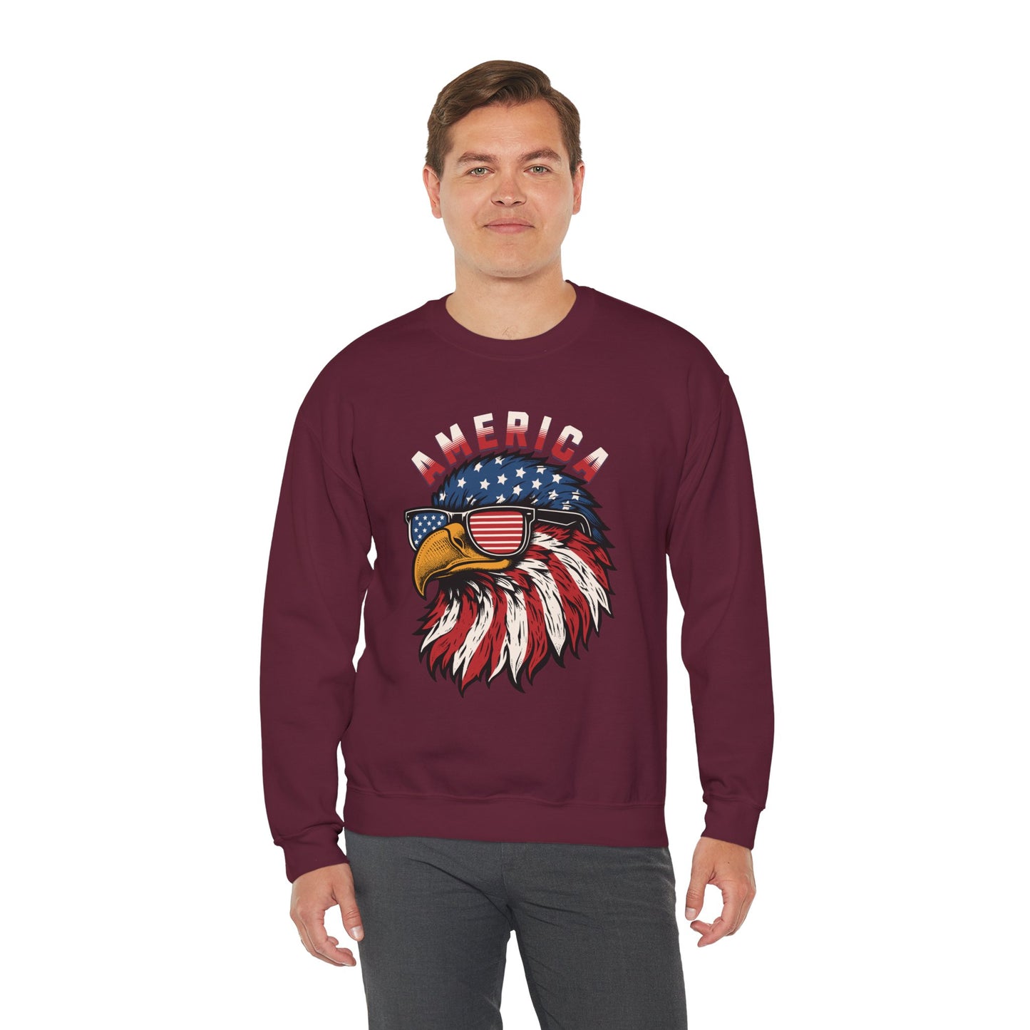 Patriotic Eagle Crewneck Sweatshirt, America Sweatshirt, Unisex Pullover, 4th of July Shirt, Eagle Graphic Sweatshirt