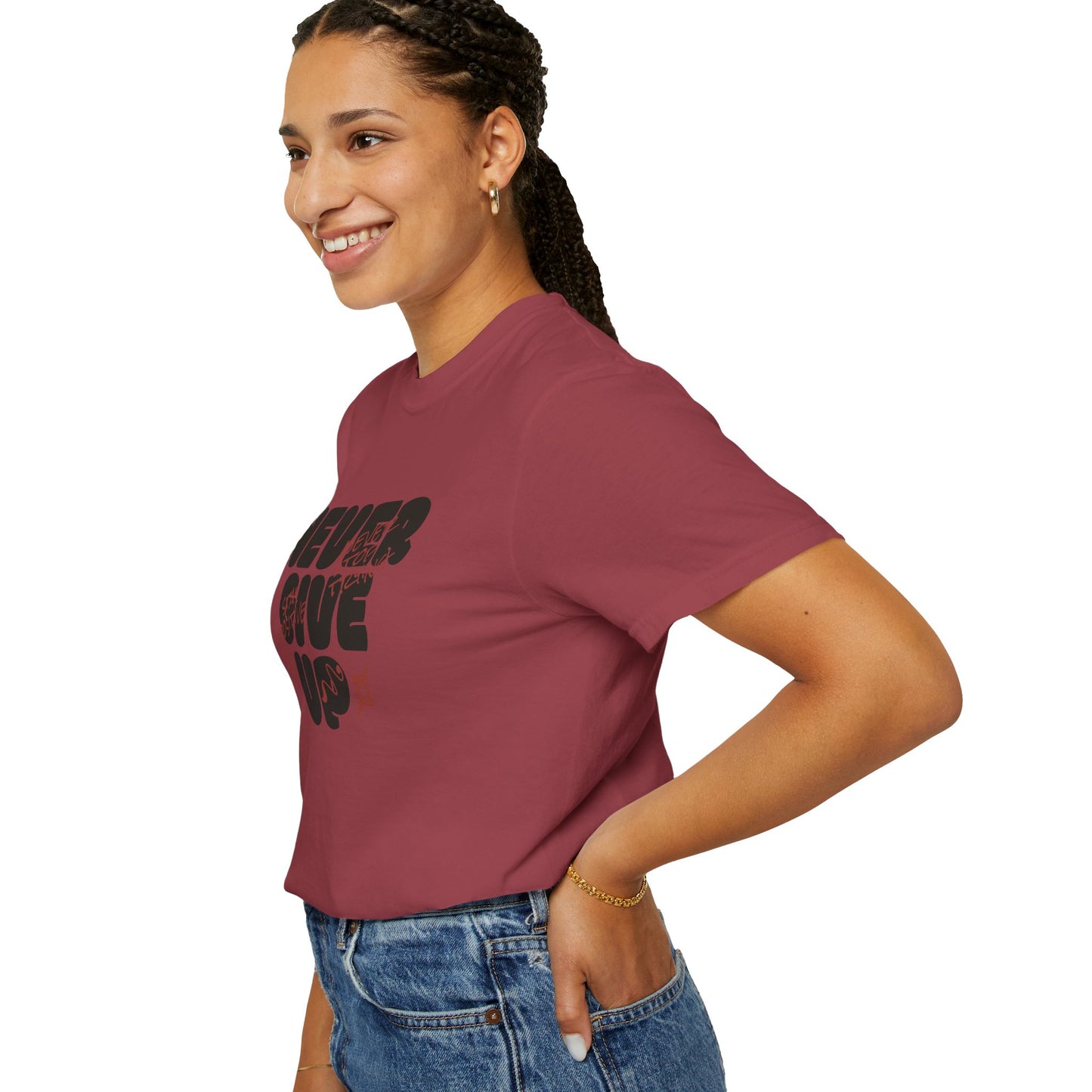 Unisex Motivational T-Shirt - Never Give Up, Inspirational Tee, Gift for Him/Her, Casual Wear, Fitness & Encouragement