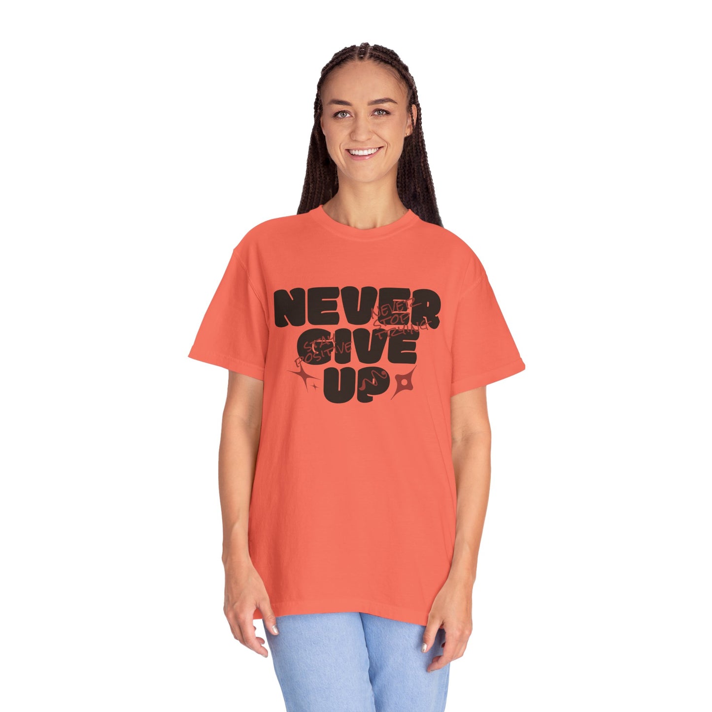 Unisex Motivational T-Shirt - Never Give Up, Inspirational Tee, Gift for Him/Her, Casual Wear, Fitness & Encouragement