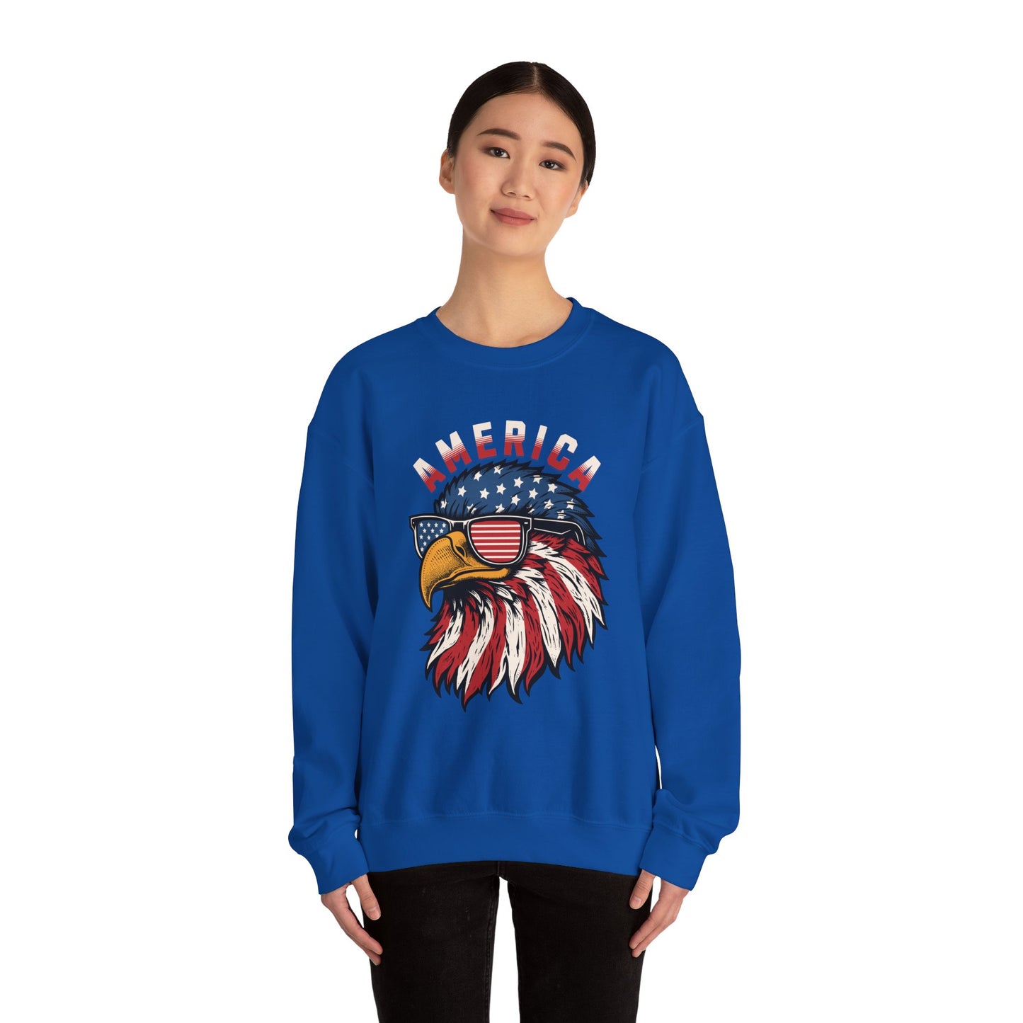 Patriotic Eagle Crewneck Sweatshirt, America Sweatshirt, Unisex Pullover, 4th of July Shirt, Eagle Graphic Sweatshirt