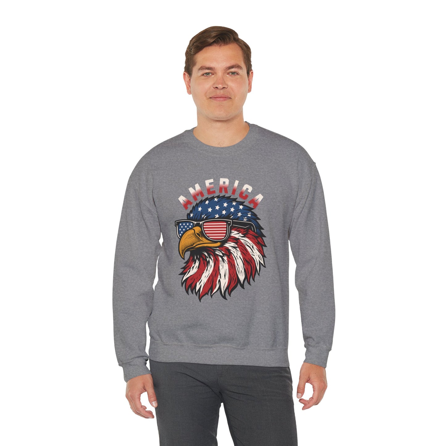 Patriotic Eagle Crewneck Sweatshirt, America Sweatshirt, Unisex Pullover, 4th of July Shirt, Eagle Graphic Sweatshirt
