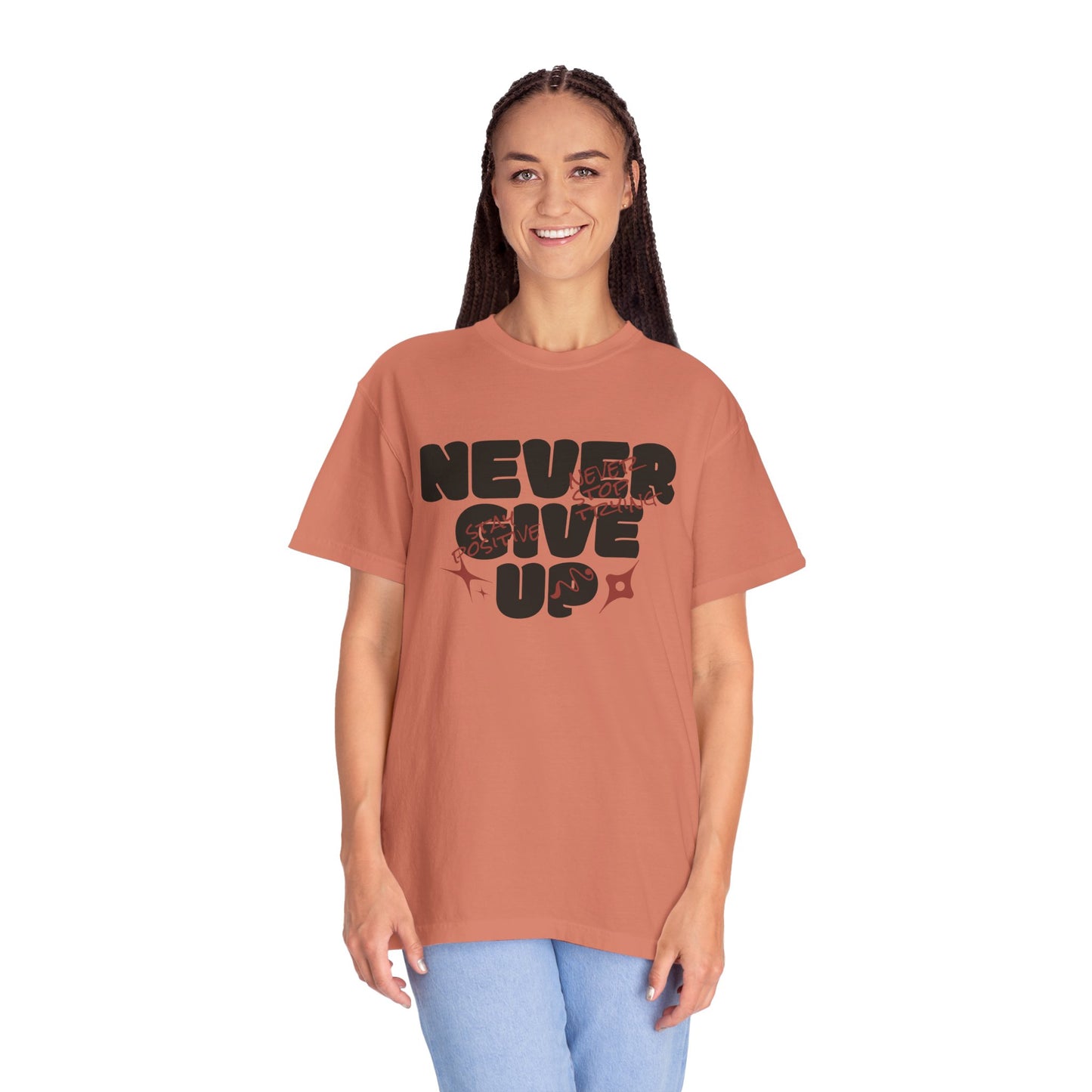 Unisex Motivational T-Shirt - Never Give Up, Inspirational Tee, Gift for Him/Her, Casual Wear, Fitness & Encouragement