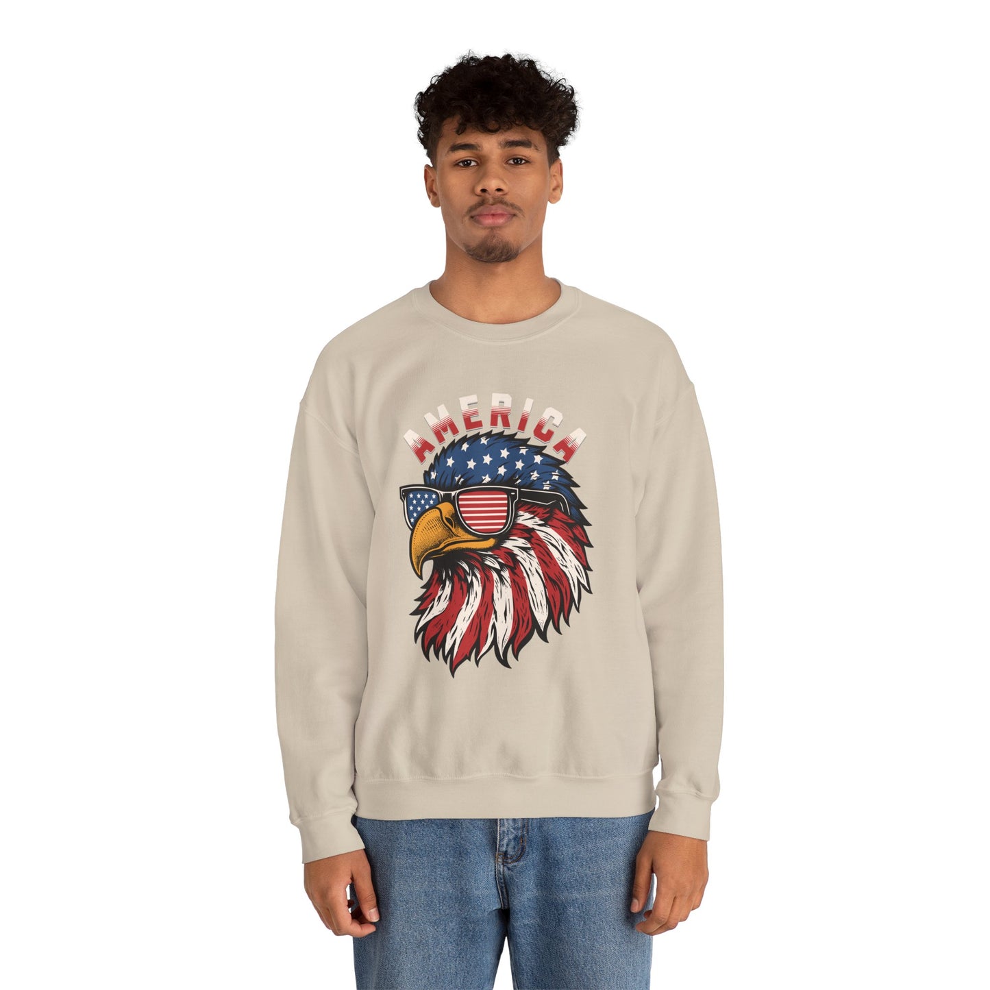 Patriotic Eagle Crewneck Sweatshirt, America Sweatshirt, Unisex Pullover, 4th of July Shirt, Eagle Graphic Sweatshirt