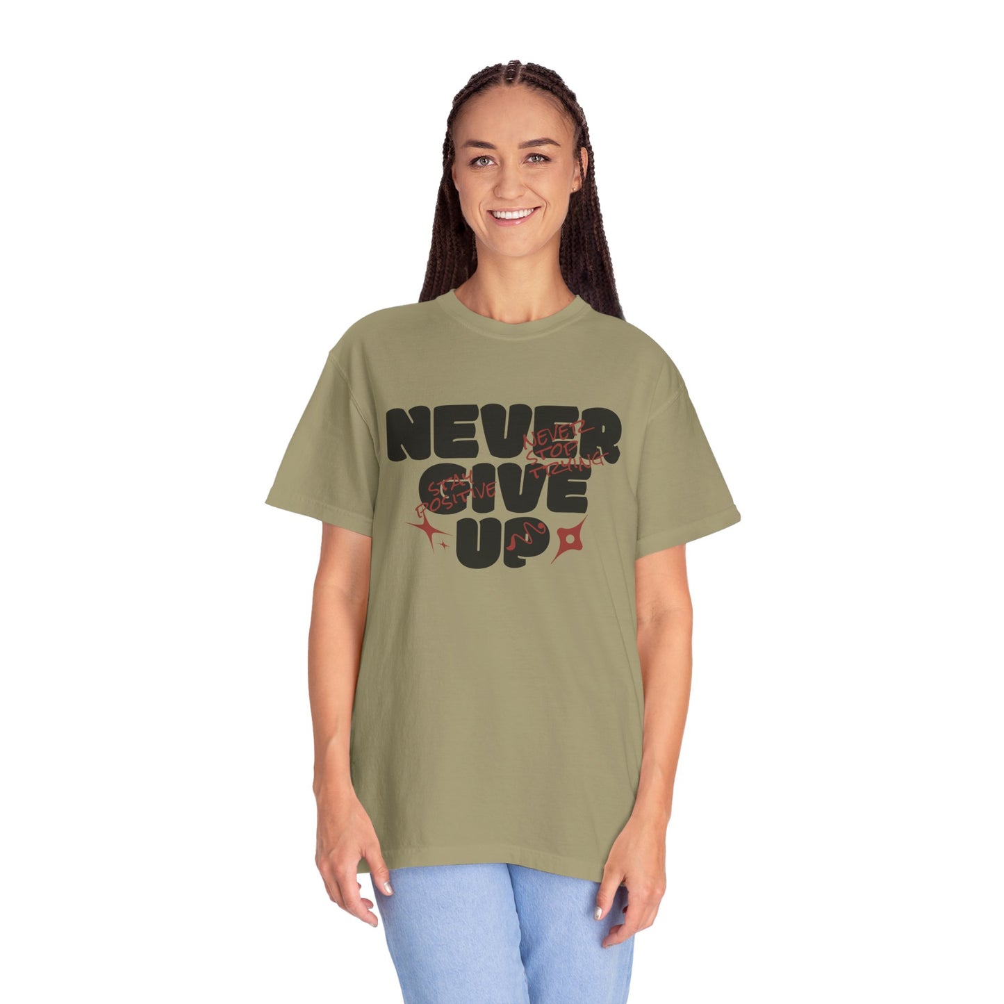 Unisex Motivational T-Shirt - Never Give Up, Inspirational Tee, Gift for Him/Her, Casual Wear, Fitness & Encouragement