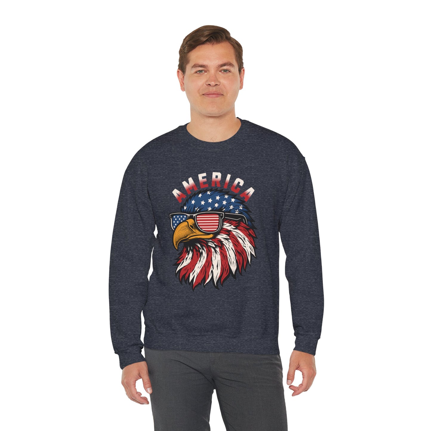 Patriotic Eagle Crewneck Sweatshirt, America Sweatshirt, Unisex Pullover, 4th of July Shirt, Eagle Graphic Sweatshirt