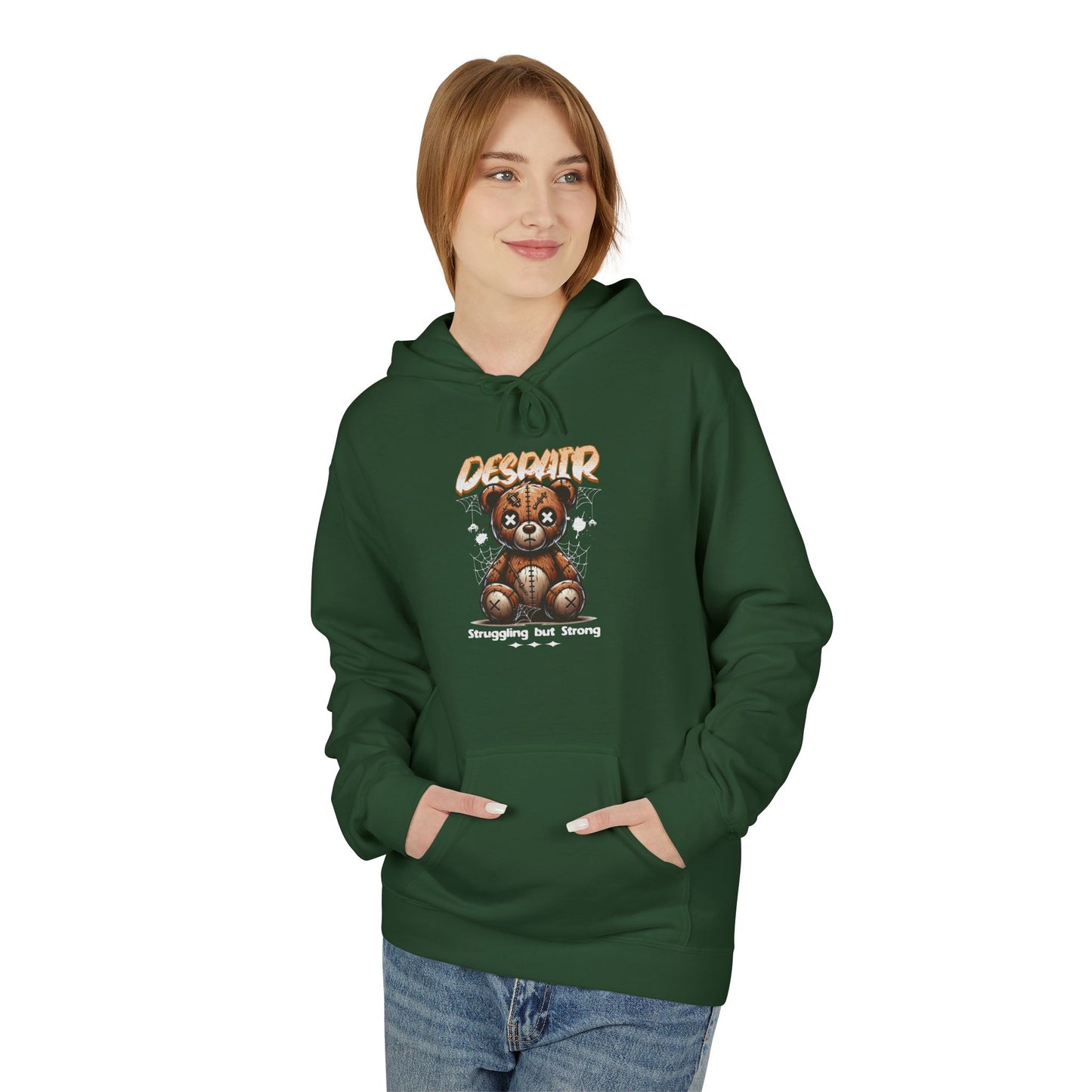 Despair Bear Hoodie | Cozy Graphic Fleece Sweatshirt for Comfort | Cute Gift for Friends | Fall Essentials | Unisex Casual Wear