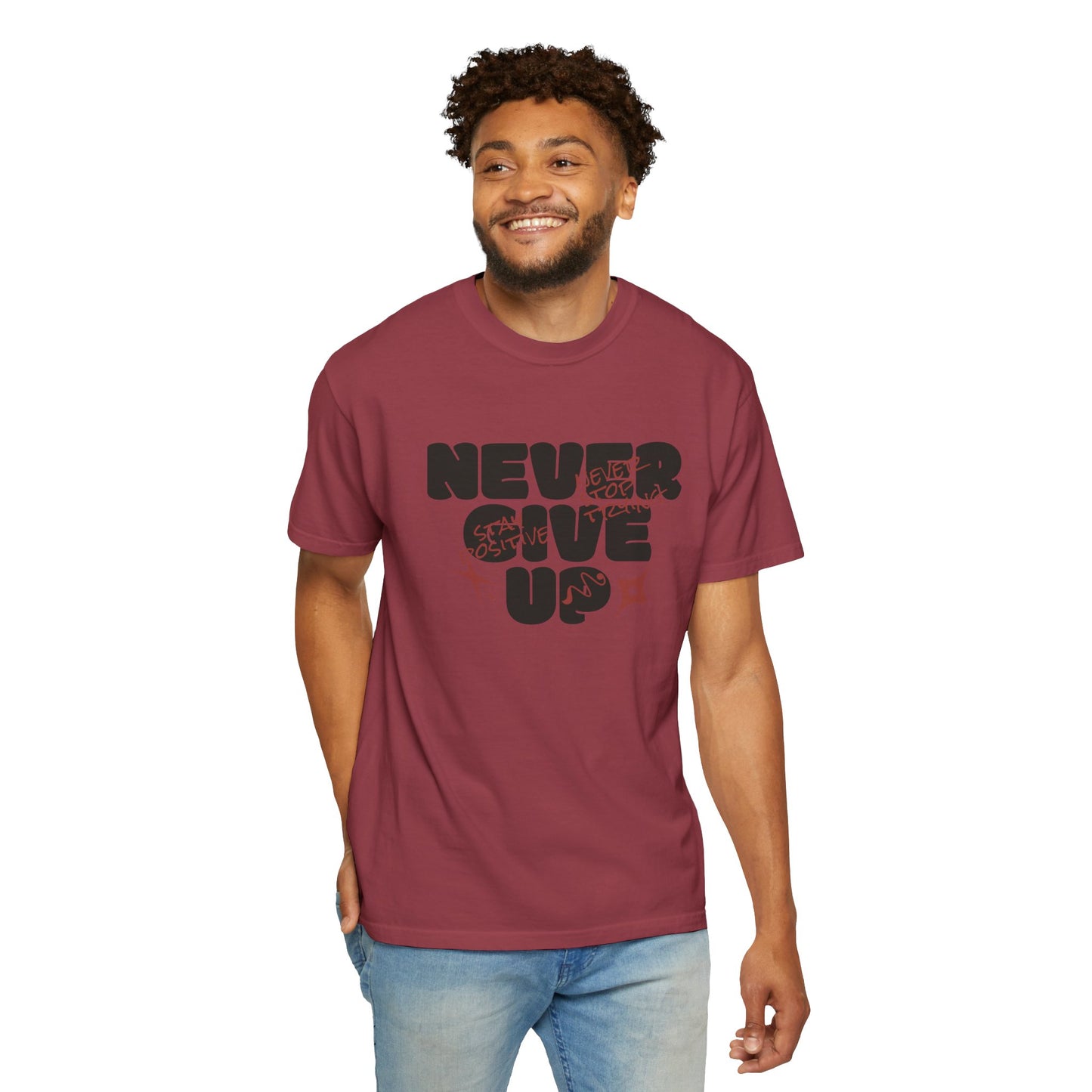Unisex Motivational T-Shirt - Never Give Up, Inspirational Tee, Gift for Him/Her, Casual Wear, Fitness & Encouragement