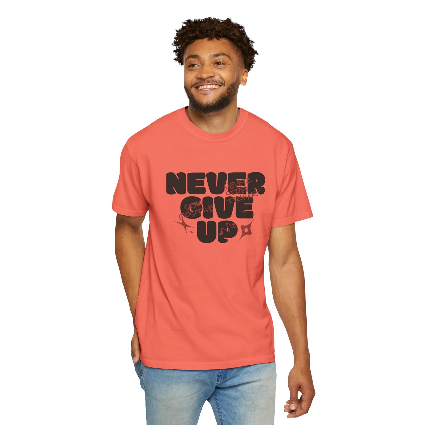 Unisex Motivational T-Shirt - Never Give Up, Inspirational Tee, Gift for Him/Her, Casual Wear, Fitness & Encouragement