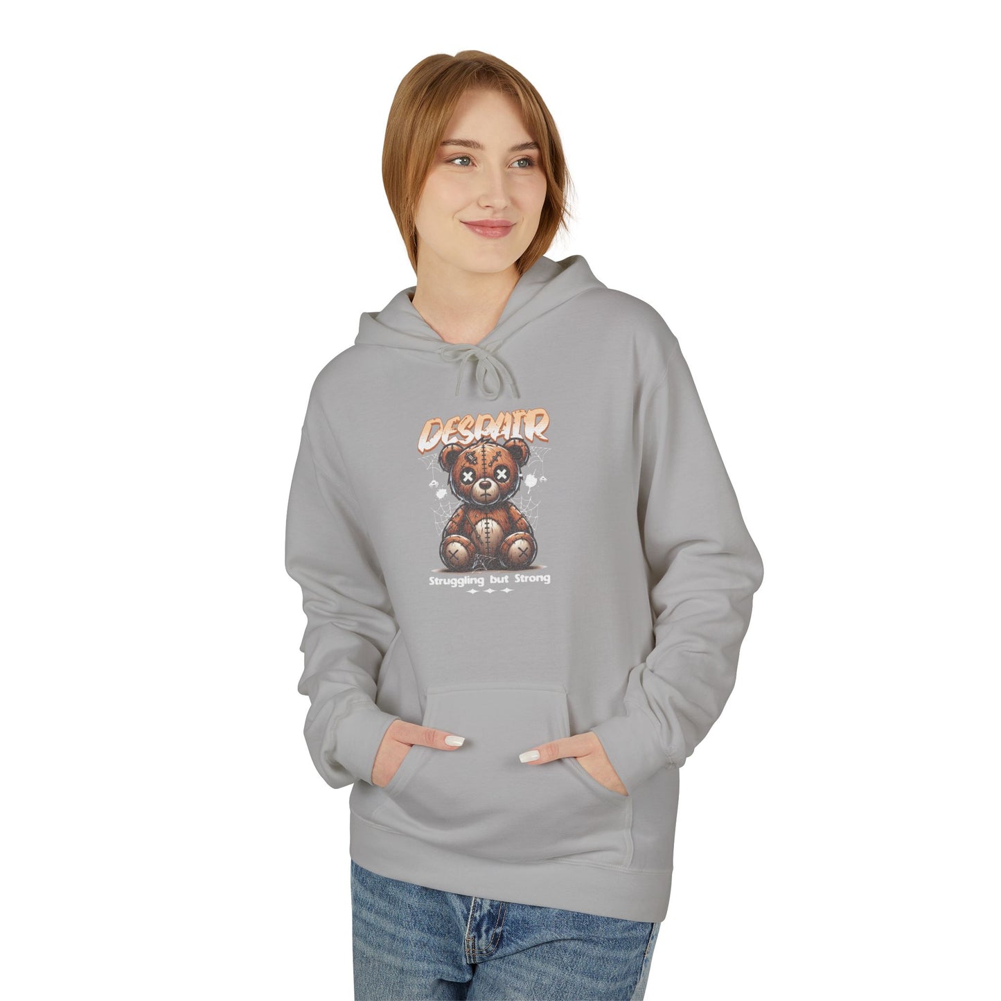 Despair Bear Hoodie | Cozy Graphic Fleece Sweatshirt for Comfort | Cute Gift for Friends | Fall Essentials | Unisex Casual Wear