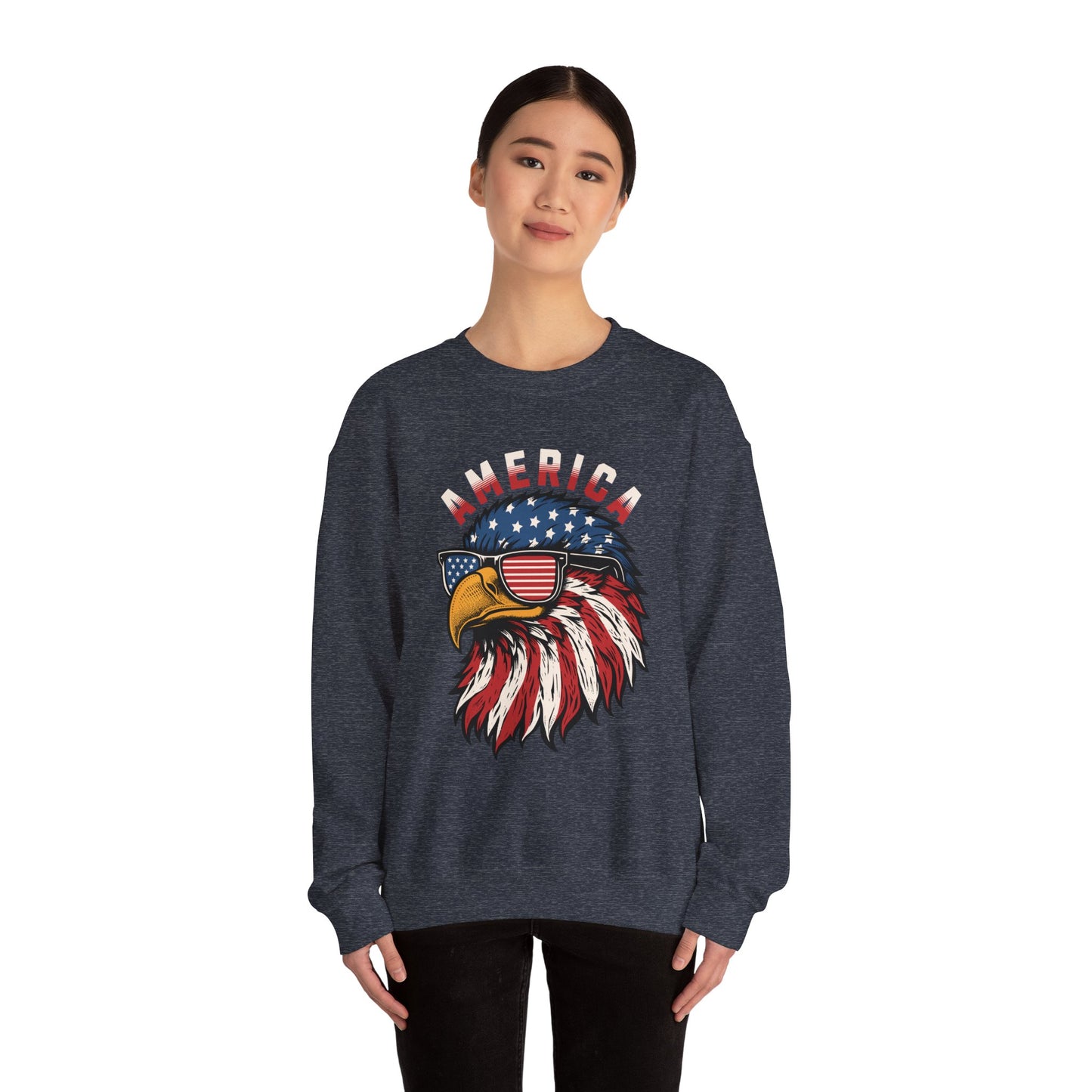 Patriotic Eagle Crewneck Sweatshirt, America Sweatshirt, Unisex Pullover, 4th of July Shirt, Eagle Graphic Sweatshirt