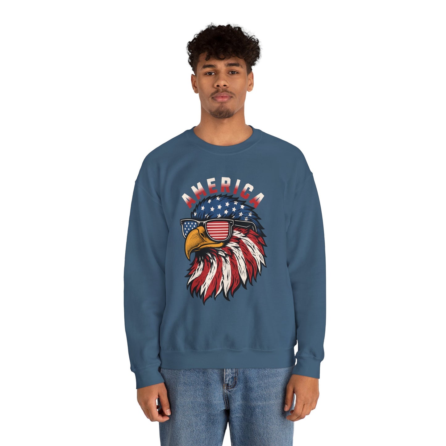Patriotic Eagle Crewneck Sweatshirt, America Sweatshirt, Unisex Pullover, 4th of July Shirt, Eagle Graphic Sweatshirt