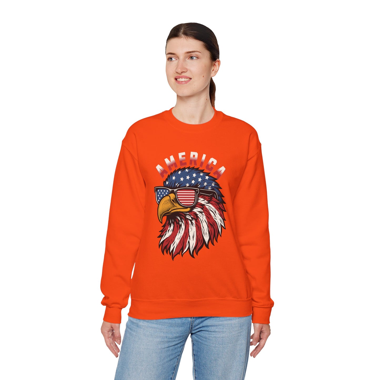 Patriotic Eagle Crewneck Sweatshirt, America Sweatshirt, Unisex Pullover, 4th of July Shirt, Eagle Graphic Sweatshirt