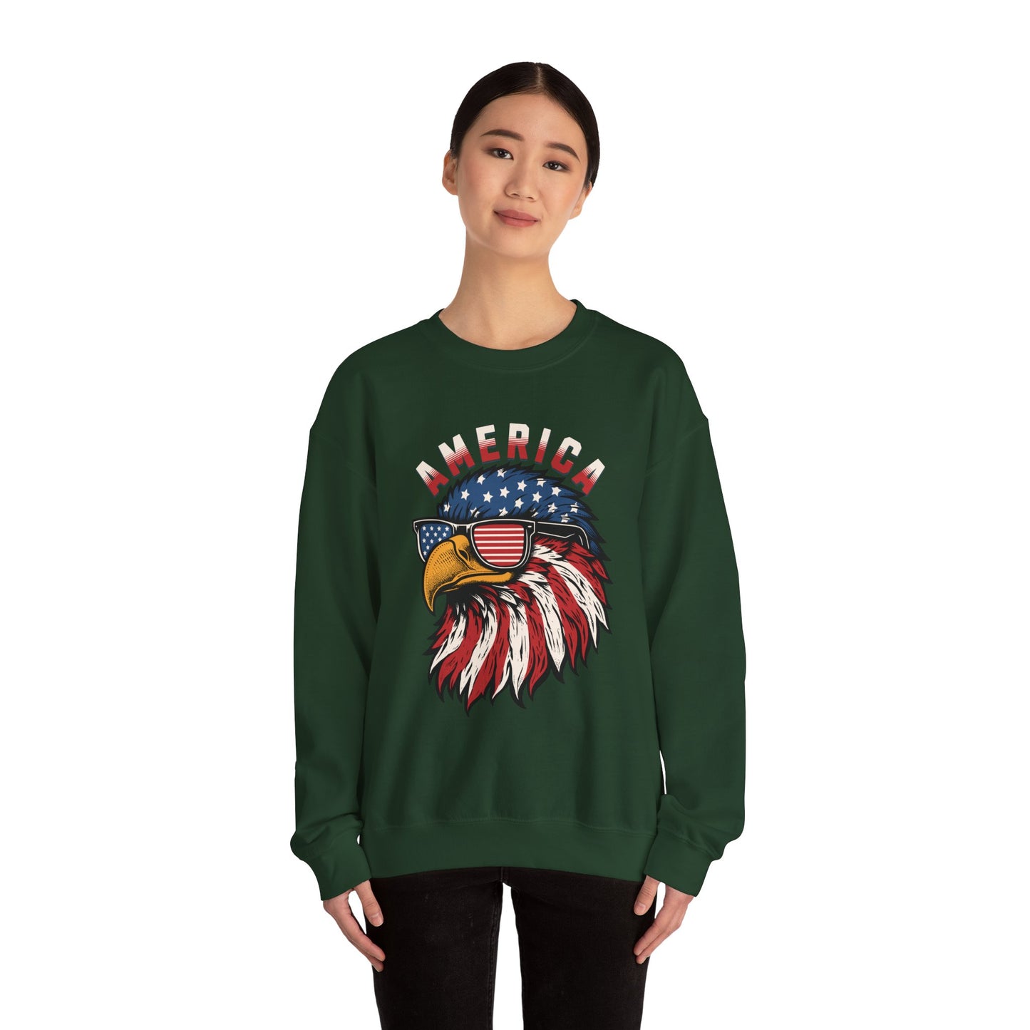 Patriotic Eagle Crewneck Sweatshirt, America Sweatshirt, Unisex Pullover, 4th of July Shirt, Eagle Graphic Sweatshirt