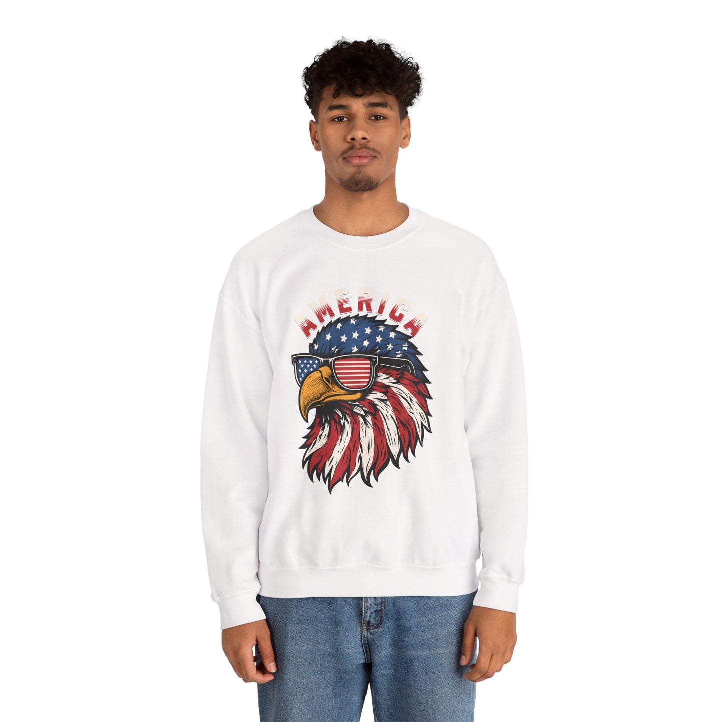 Patriotic Eagle Crewneck Sweatshirt, America Sweatshirt, Unisex Pullover, 4th of July Shirt, Eagle Graphic Sweatshirt