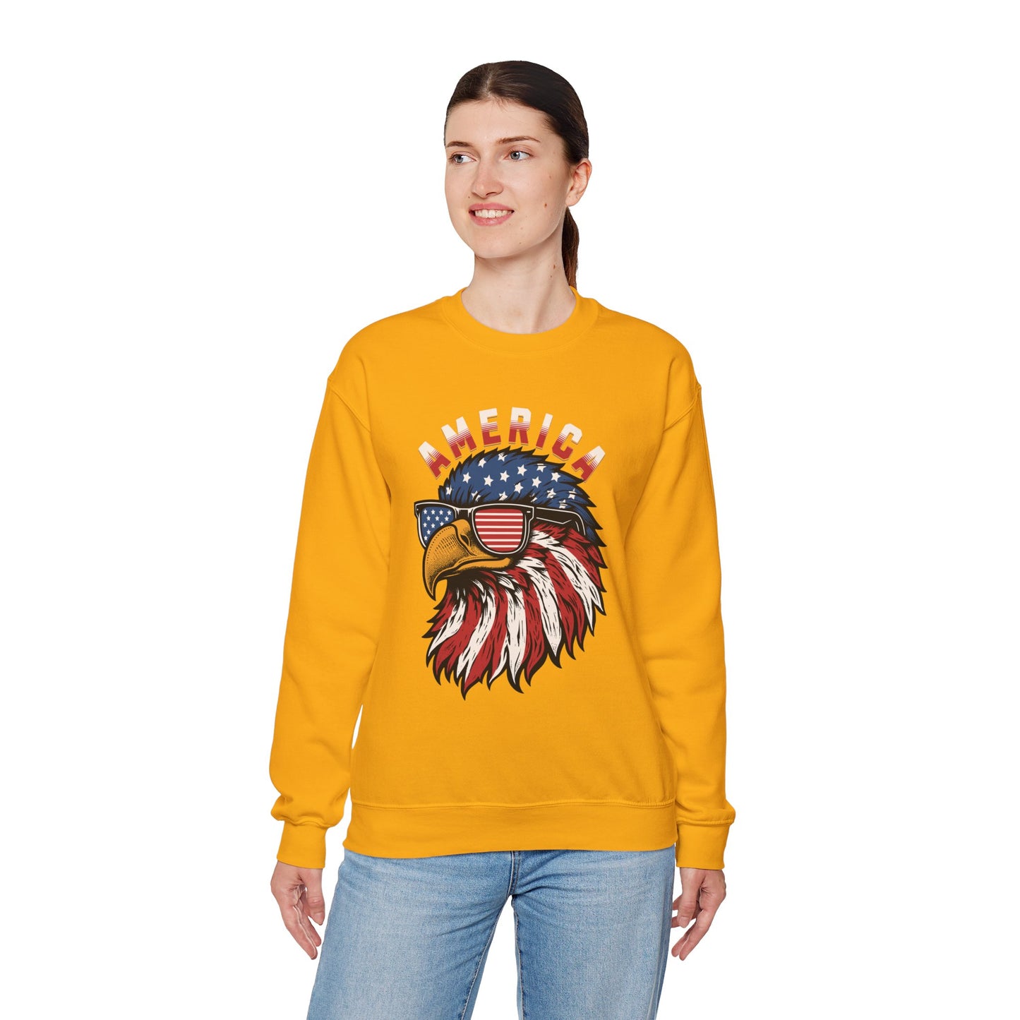Patriotic Eagle Crewneck Sweatshirt, America Sweatshirt, Unisex Pullover, 4th of July Shirt, Eagle Graphic Sweatshirt