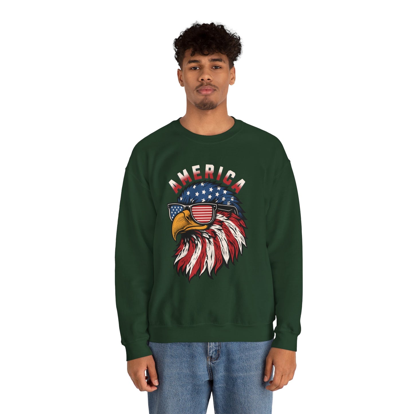 Patriotic Eagle Crewneck Sweatshirt, America Sweatshirt, Unisex Pullover, 4th of July Shirt, Eagle Graphic Sweatshirt